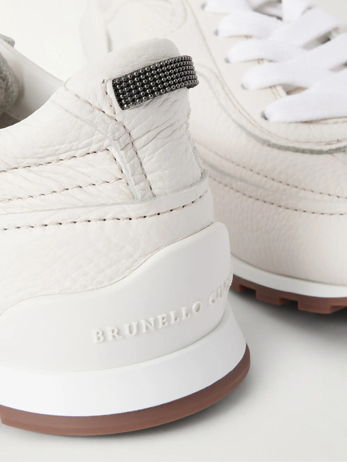 Embellished Textured-leather Sneakers