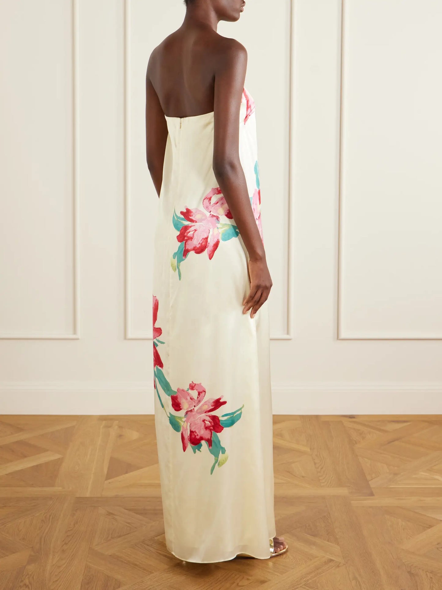 Sunblush Bloom Floral-print Silk Gown