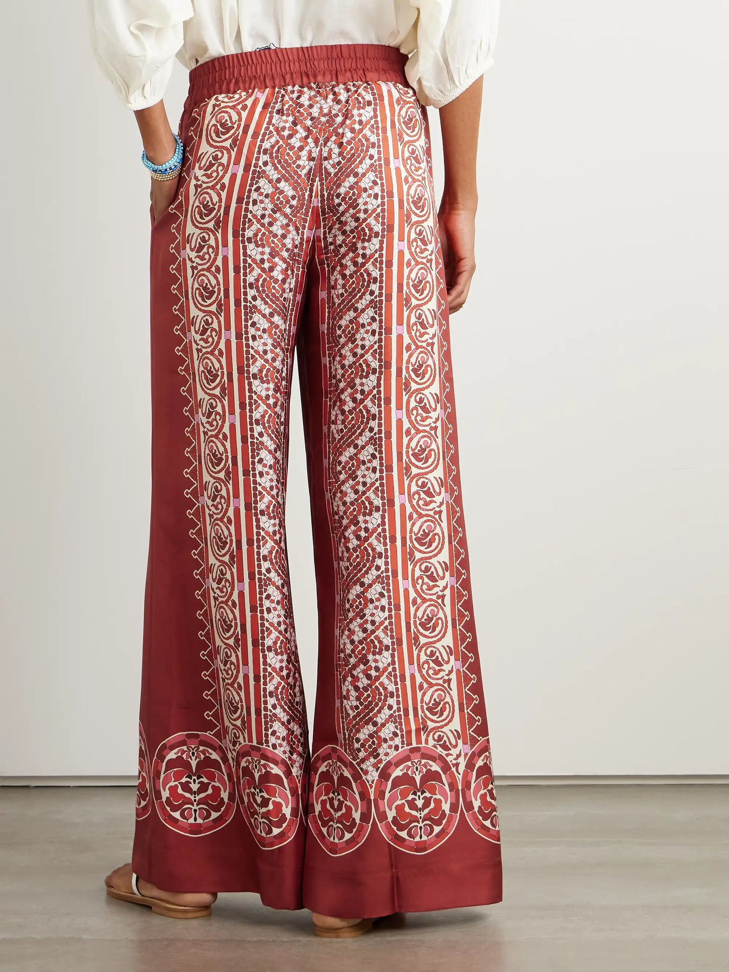Icon Palazzo Printed Silk-twill Wide-leg Pants