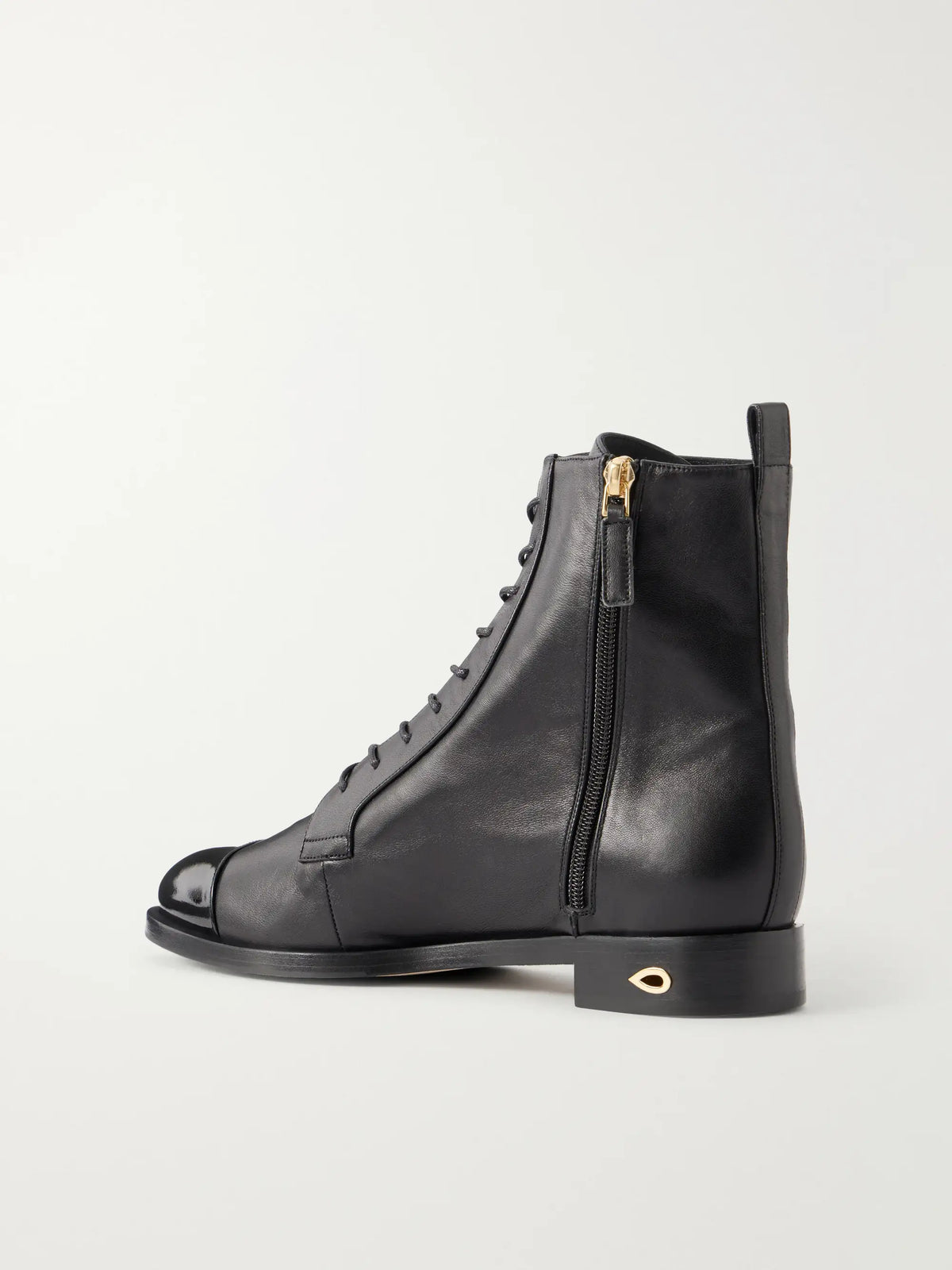 Jennifer Chamandi Brando Patent Leather-trimmed Leather Ankle Boots