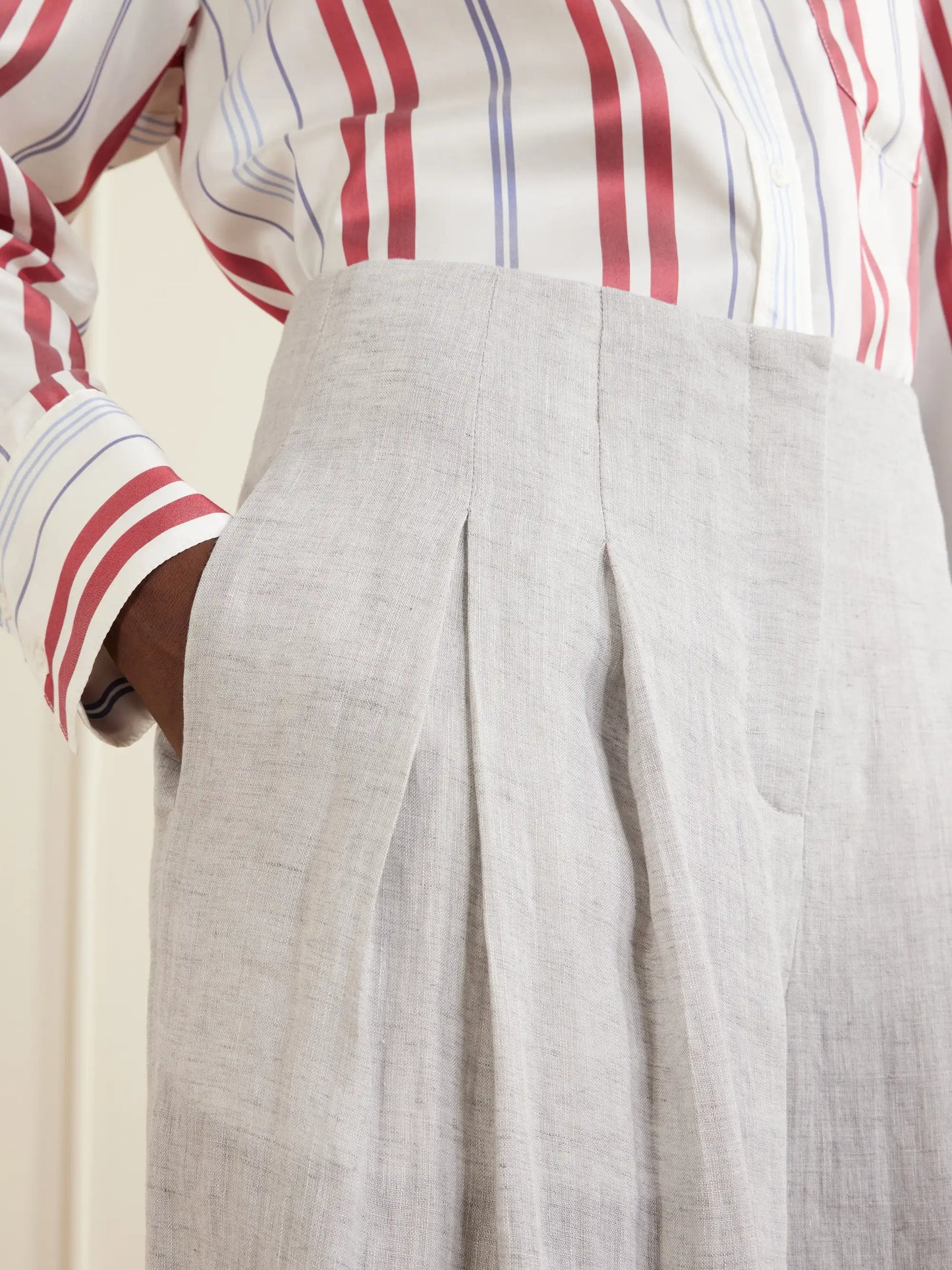 Drew Pleated Wide-leg Hemp Pants