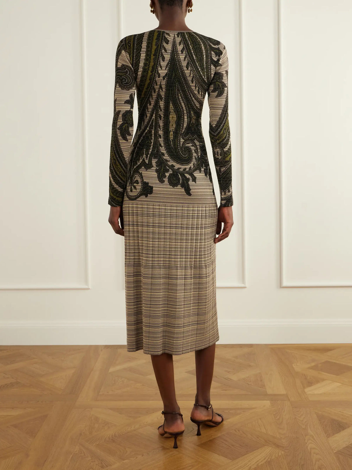 Etro Printed Ribbed-knit Midi Dress