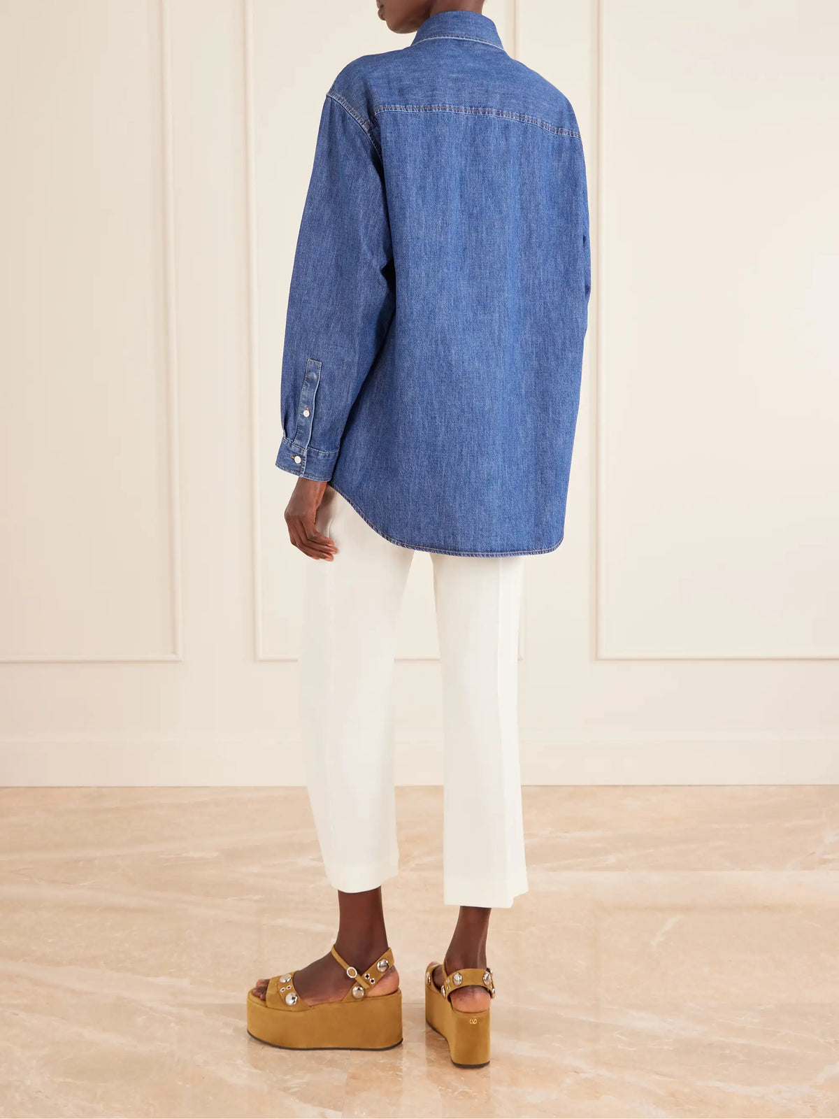 Embellished Cotton-denim Shirt