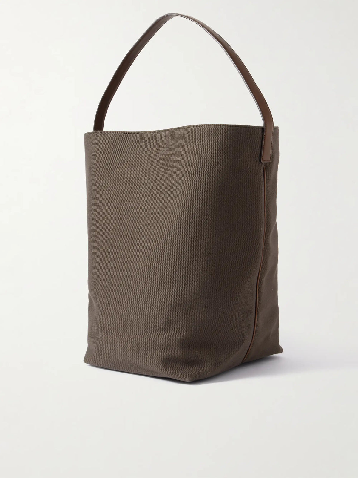 N/s Large Leather-trimmed Cotton-twill Tote