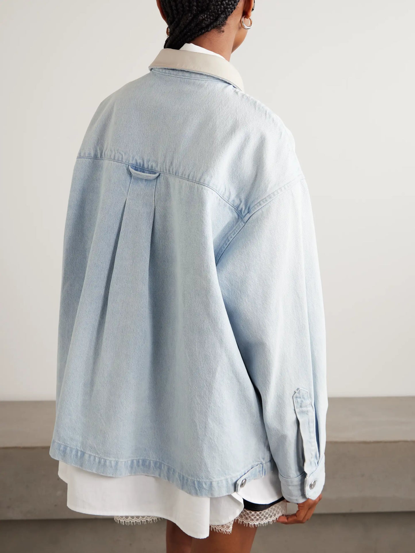 + Maria Mcmanus Oversized Leather-trimmed Denim Jacket