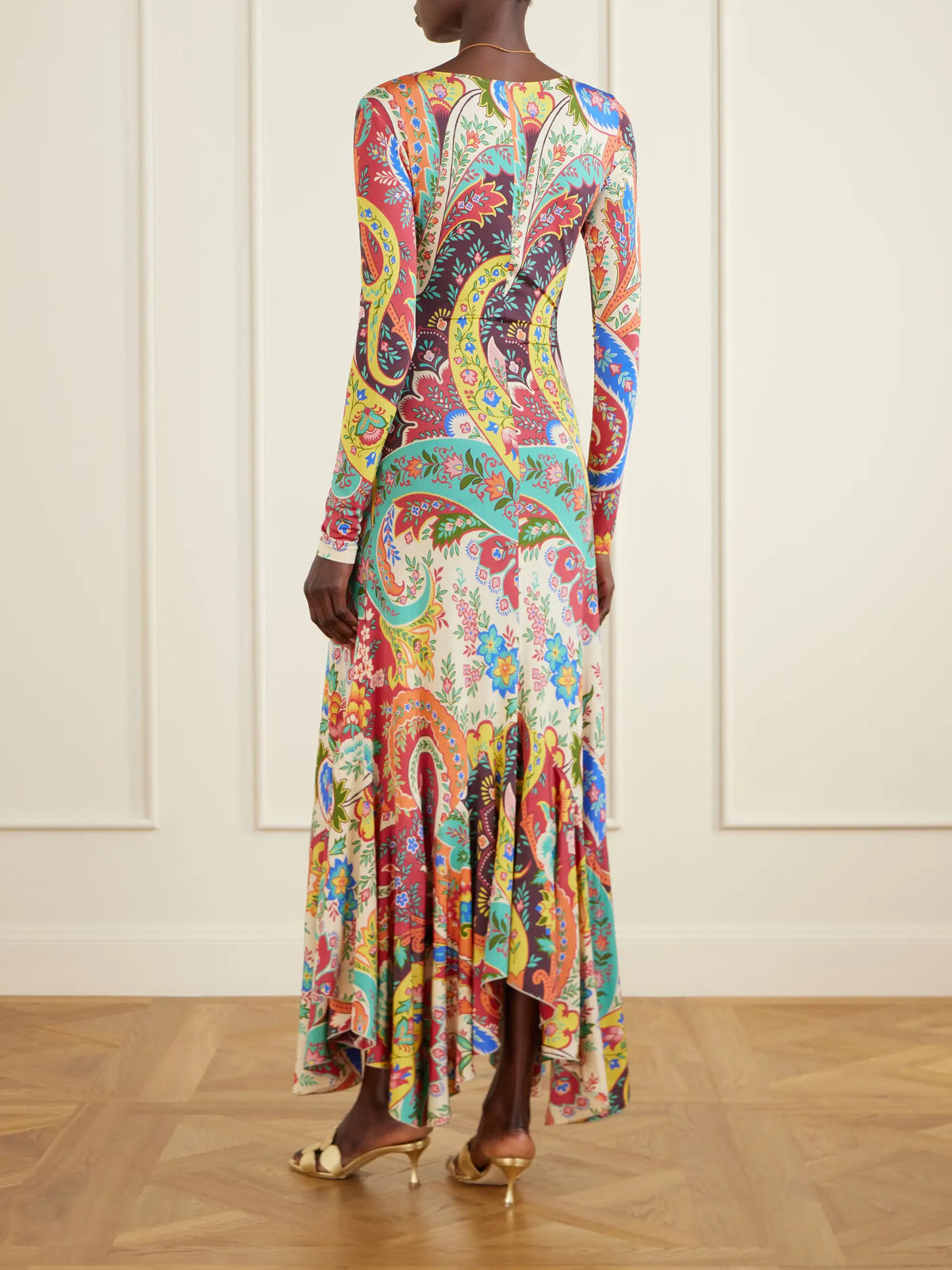 Ruffled Paisley-print Jersey Maxi Dress