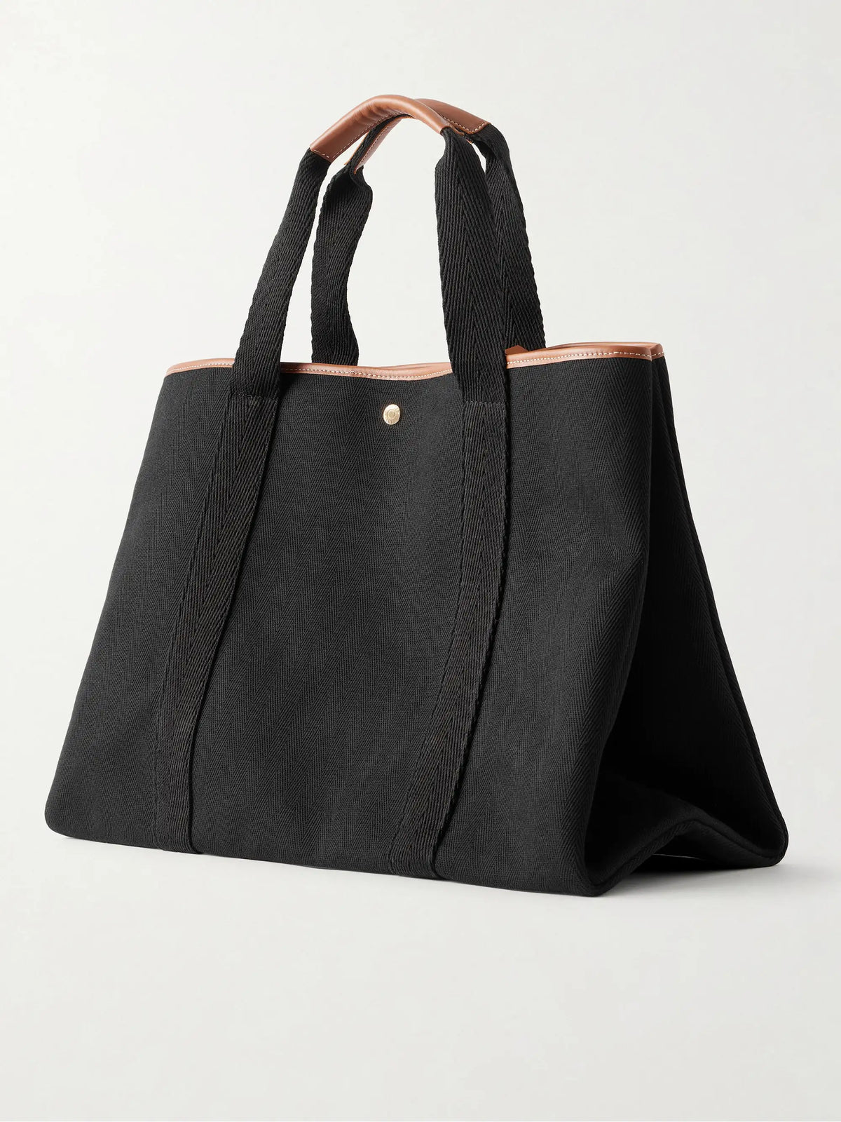 Traversée Large Leather-trimmed Herringbone Canvas Tote