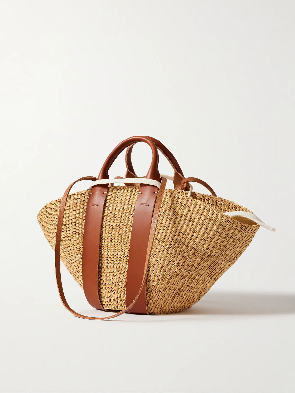 Sophie Leather-trimmed Woven Straw Tote
