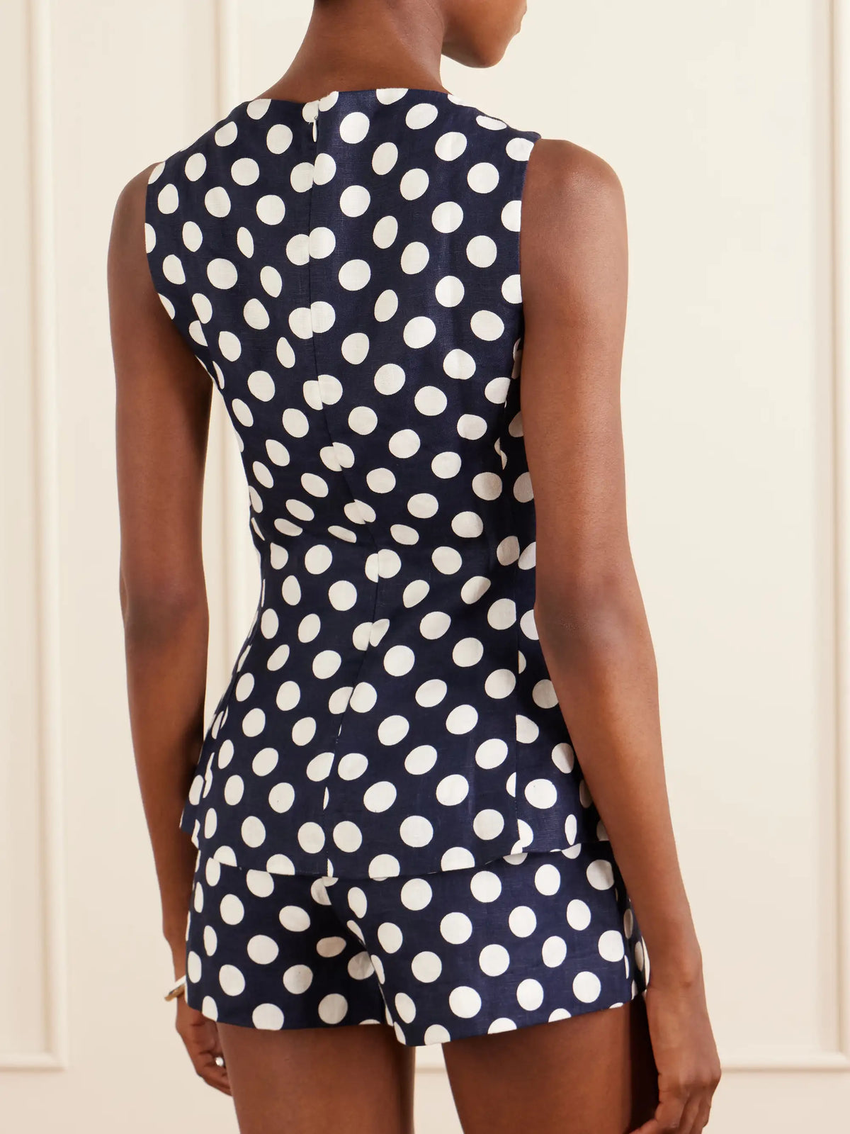 Faithfull Ana Peplum Polka-dot Linen Top