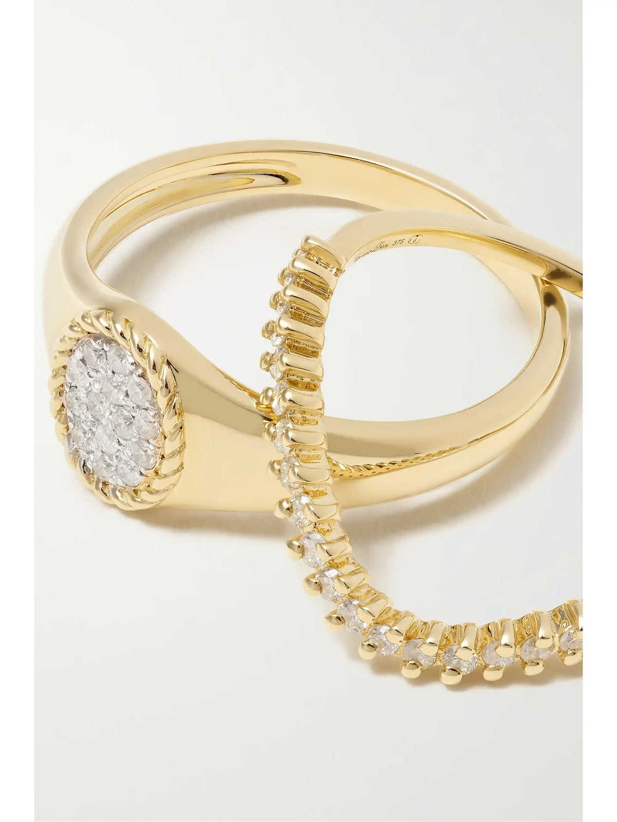 9-karat Gold Diamond Signet Ring Set