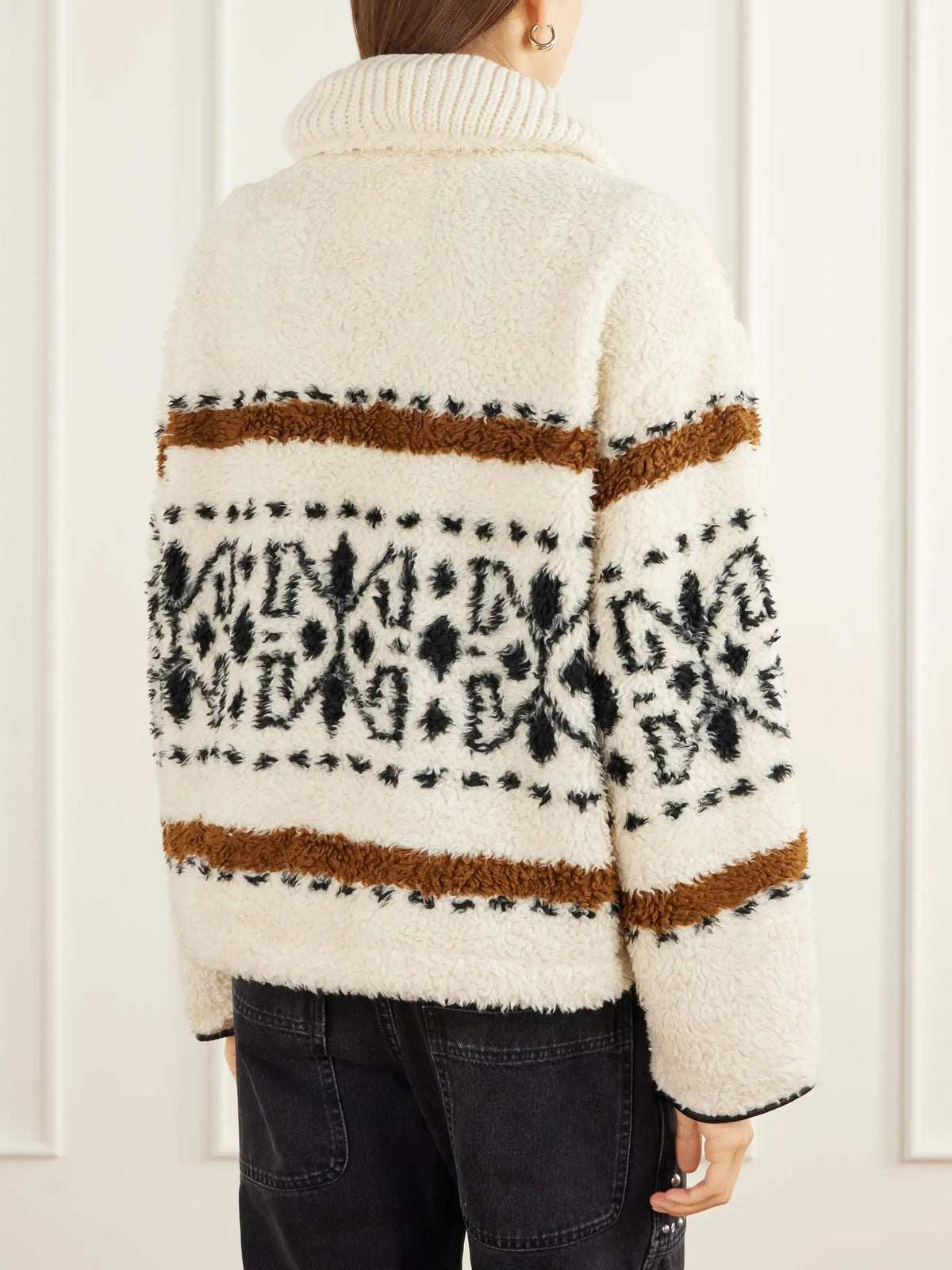 MARANT ÉTOILE Lijka Intarsia-knit Rib-trimmed Fleece Jacket
