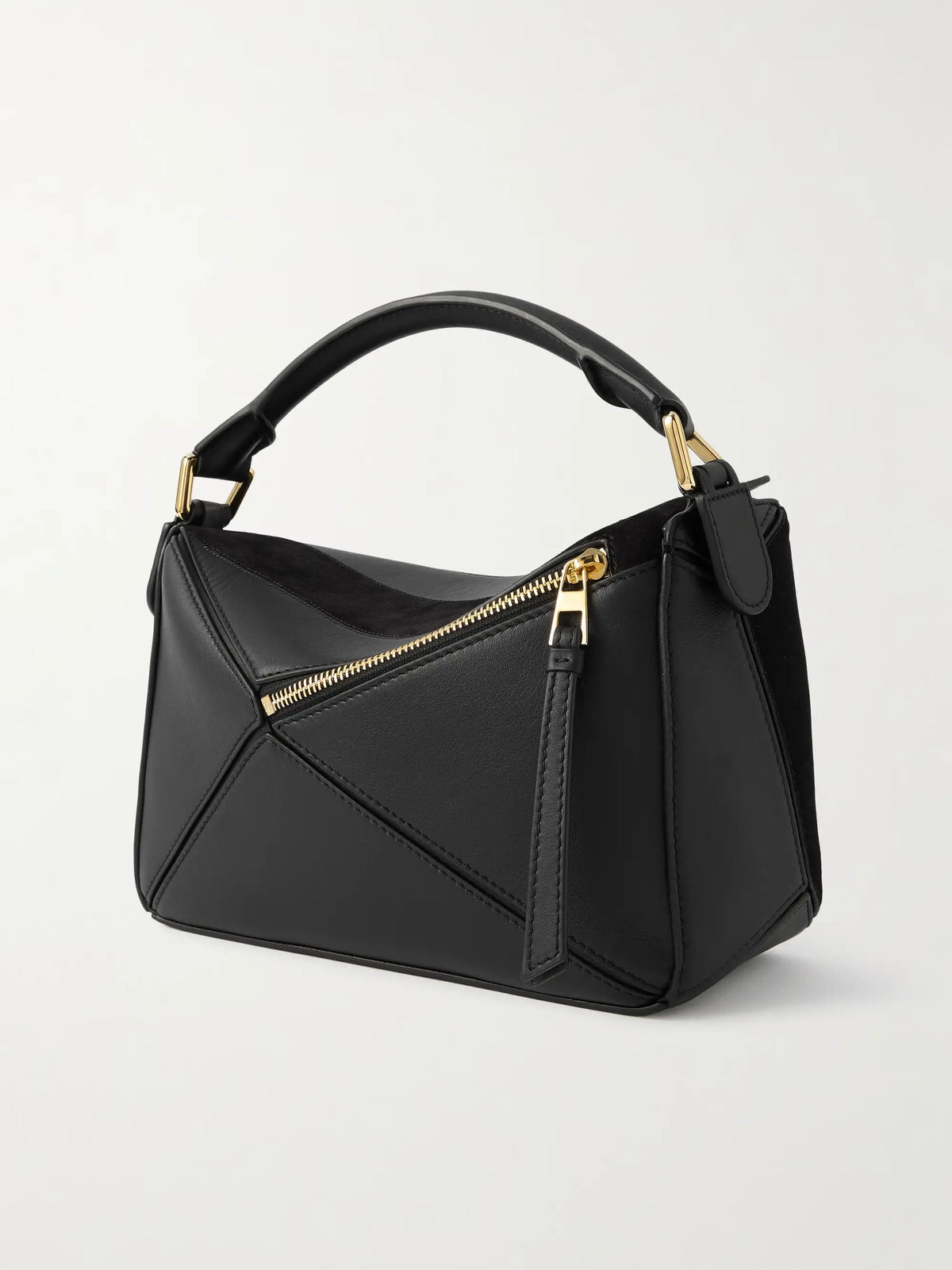 Puzzle Small Suede-trimmed Leather Shoulder Bag