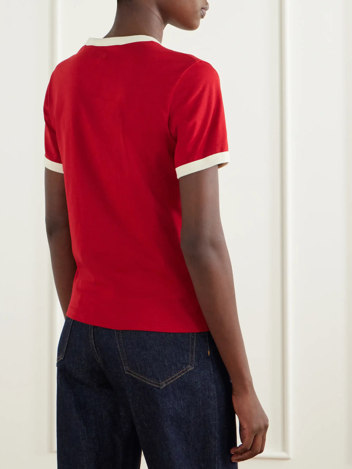 AMI PARIS Logo-embroidered Cotton-jersey T-shirt