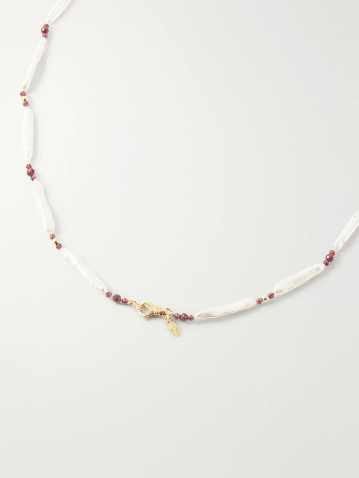 Le Sundial Silver-toned Fresh Water Pearls And Garnet Beaded Neckalce