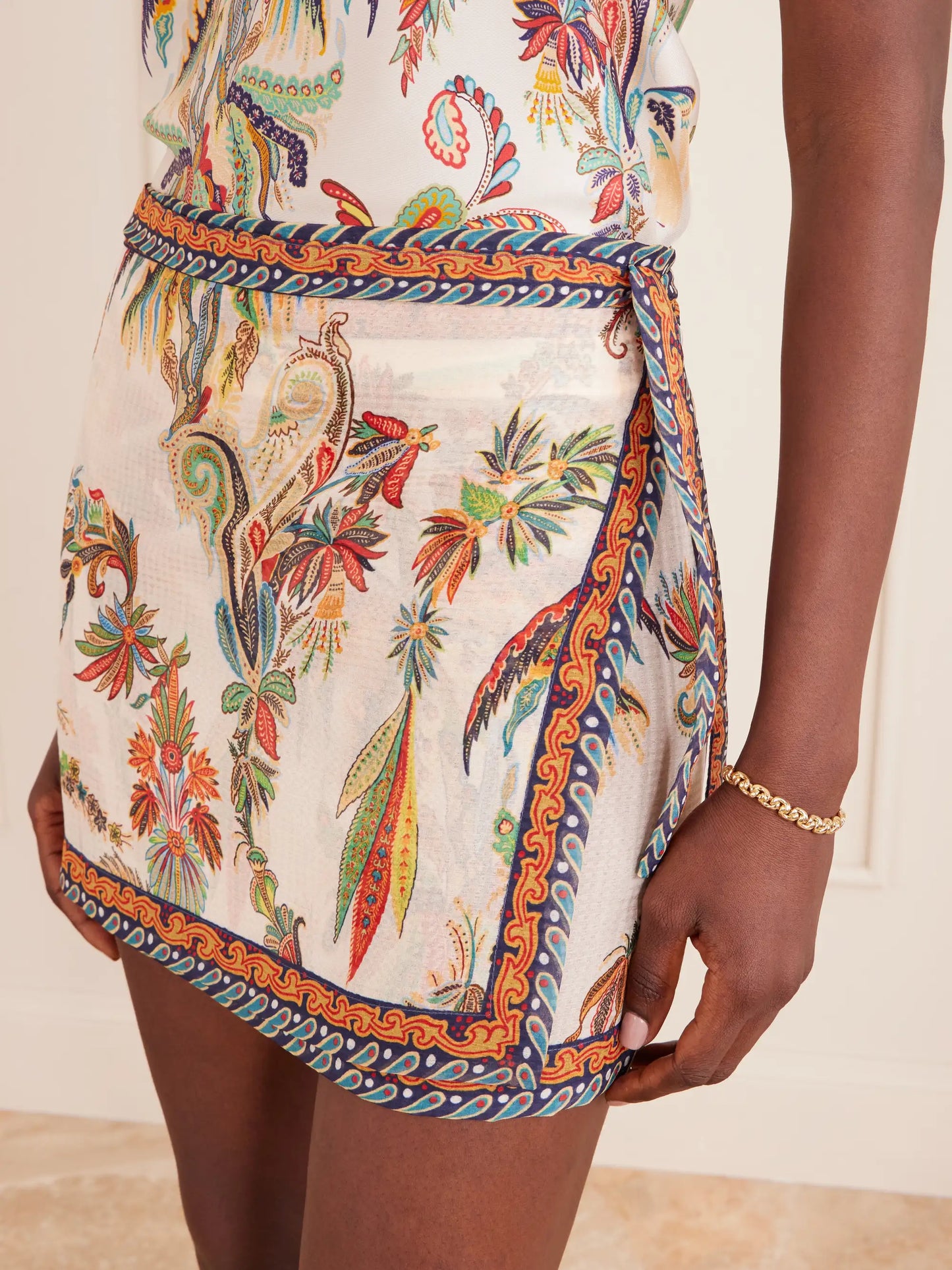 Printed Voile Mini Wrap Skirt