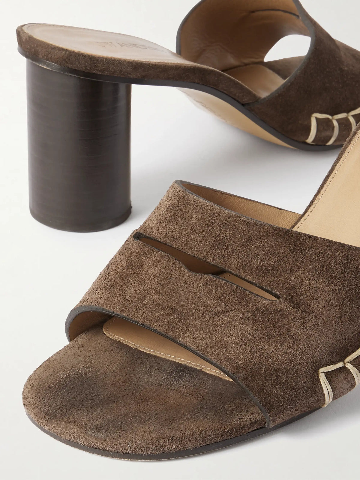 Loafer Whipstitched Suede Mules