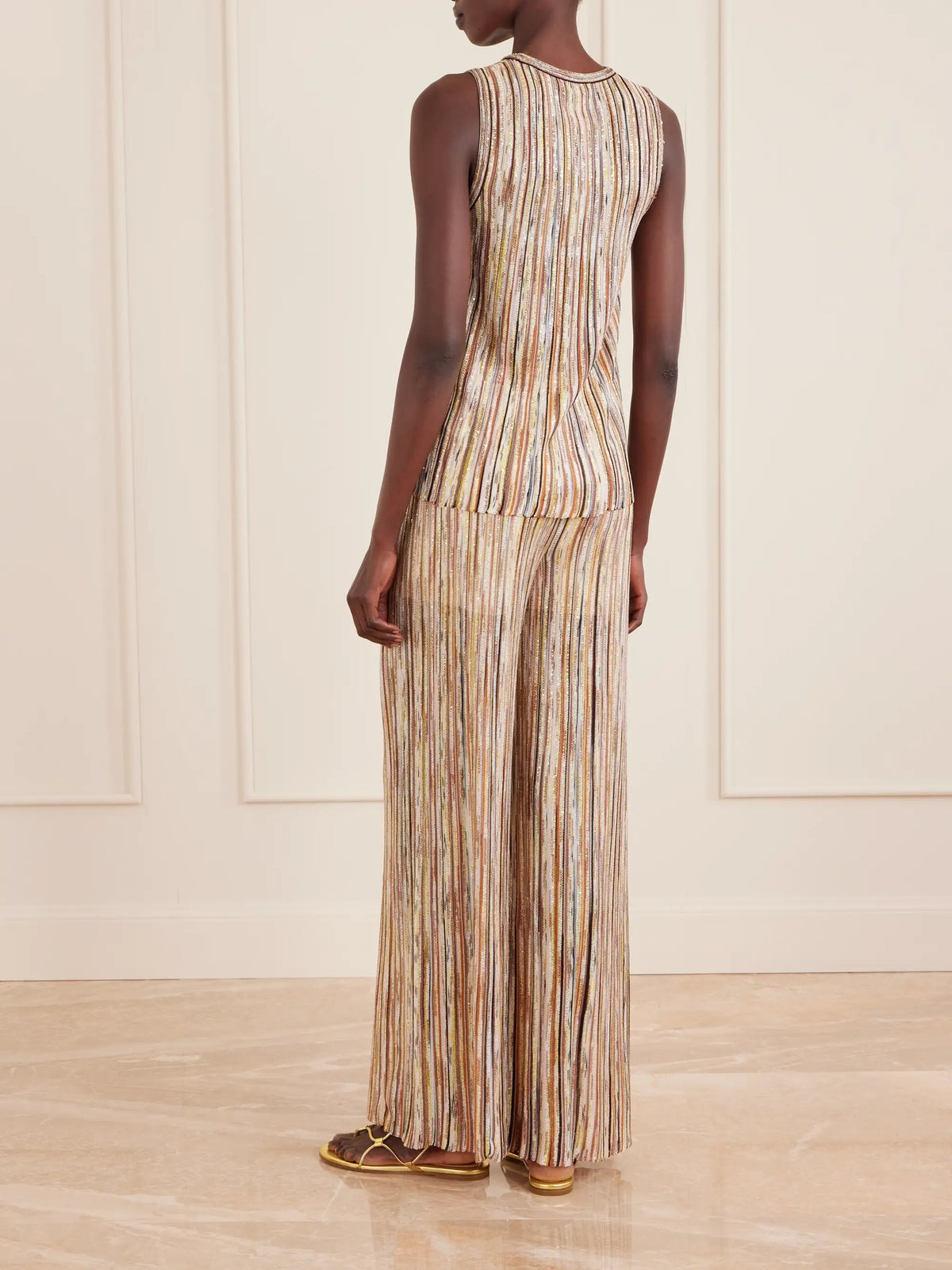Mare Sequined Metallic Striped Crochet-knit Tank