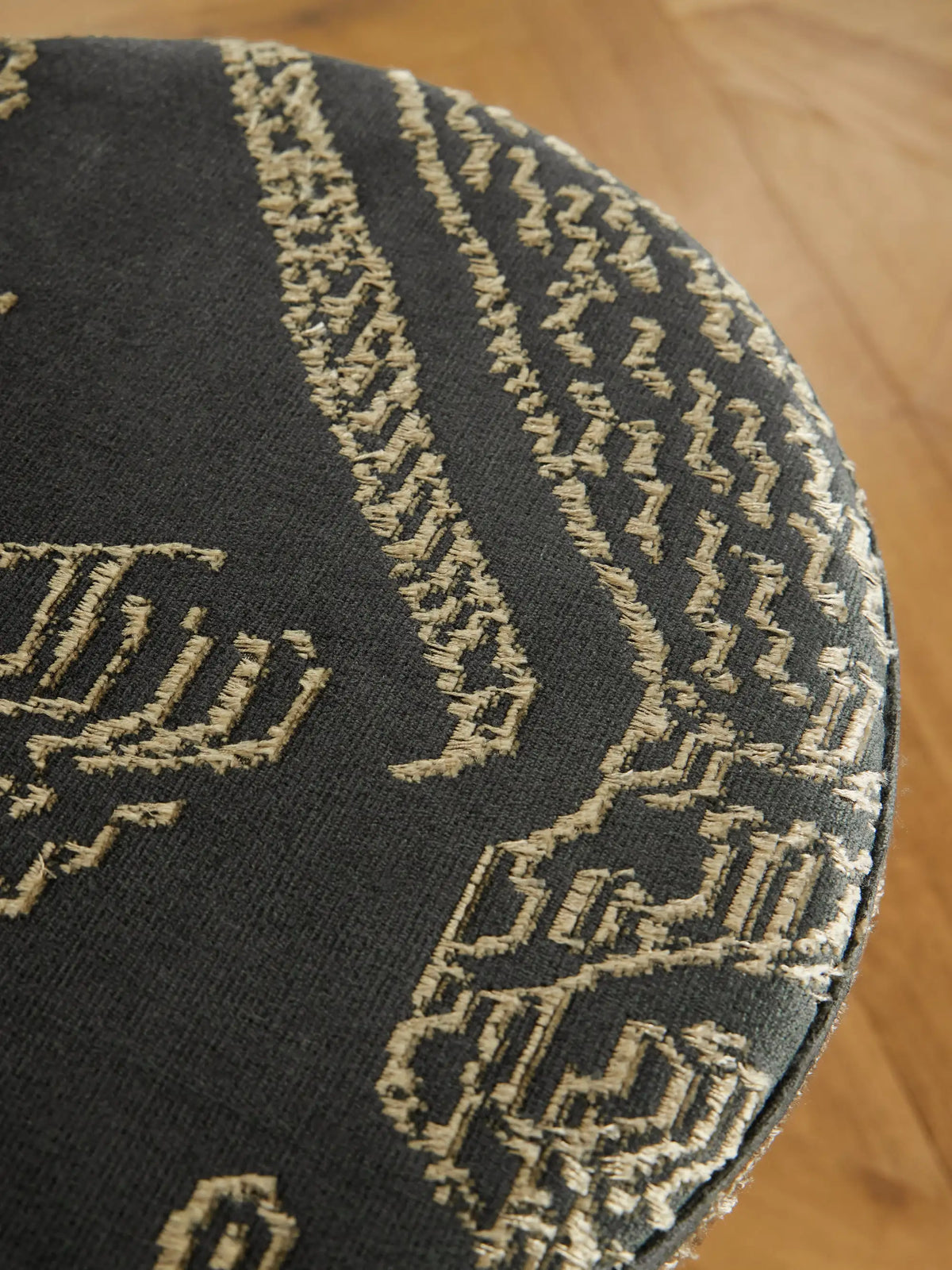 SIX THE RESIDENCE Tiger Mountain Jacquard-velvet Wood Pouf