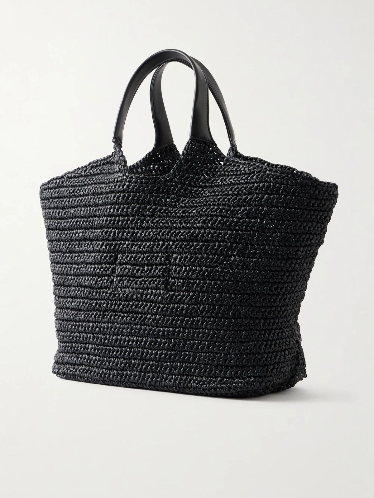 Cabas Large Logo-embroidered Leather-trimmed Raffia Shoulder Bag