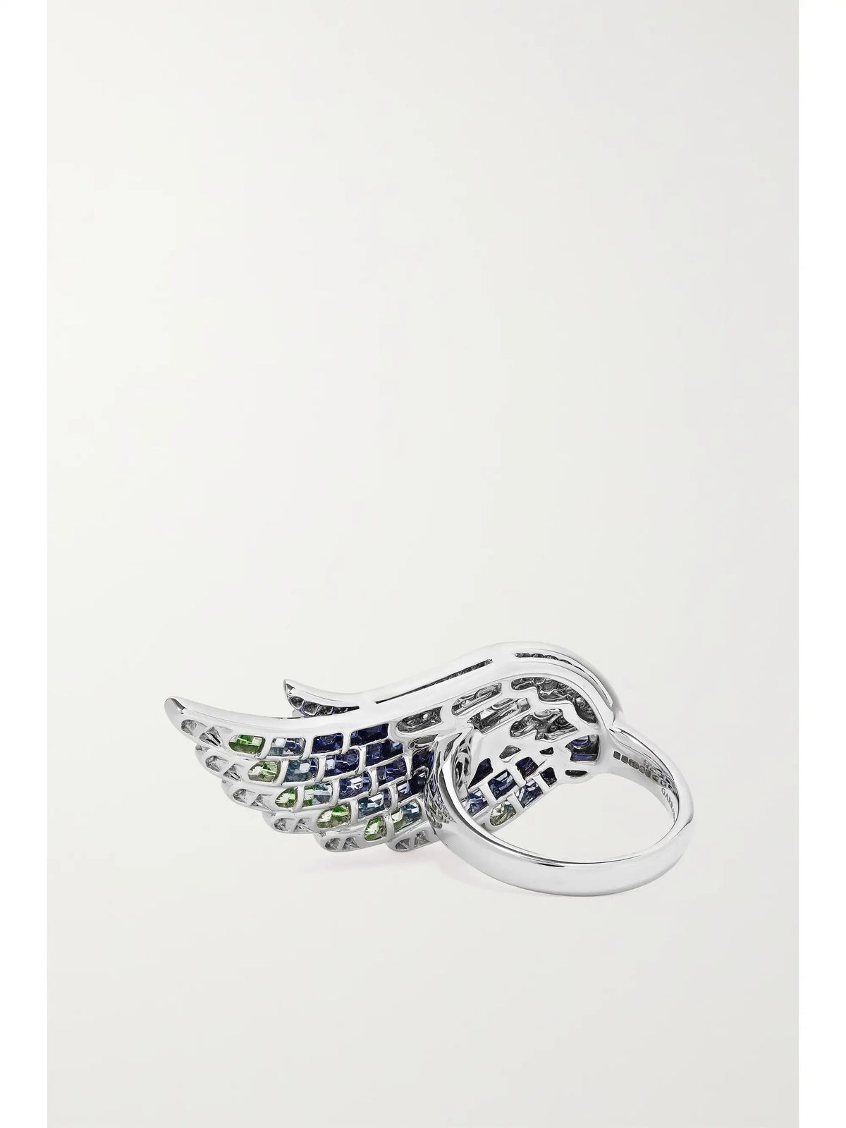 Wings Embrace Peacock 18-karat White Gold Multi-stone Ring