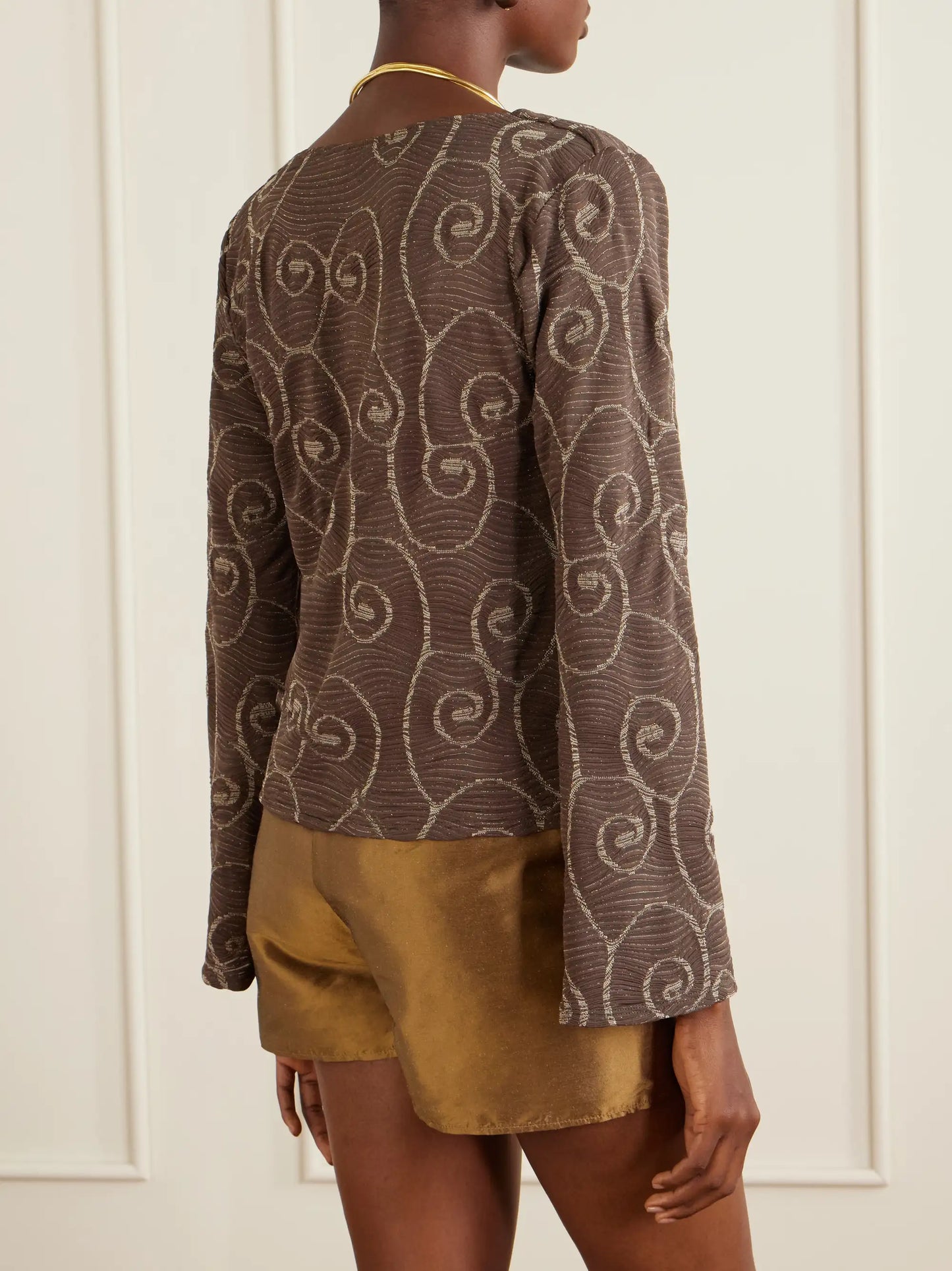 Arerna Textured Metallic Knitted Cardigan