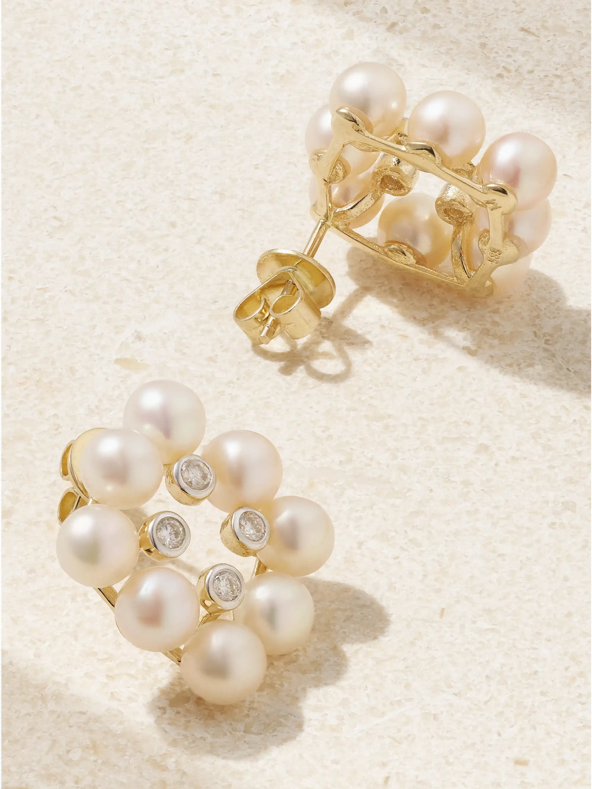 14-karat Yellow And White Gold, Pearl And Diamond Earrings