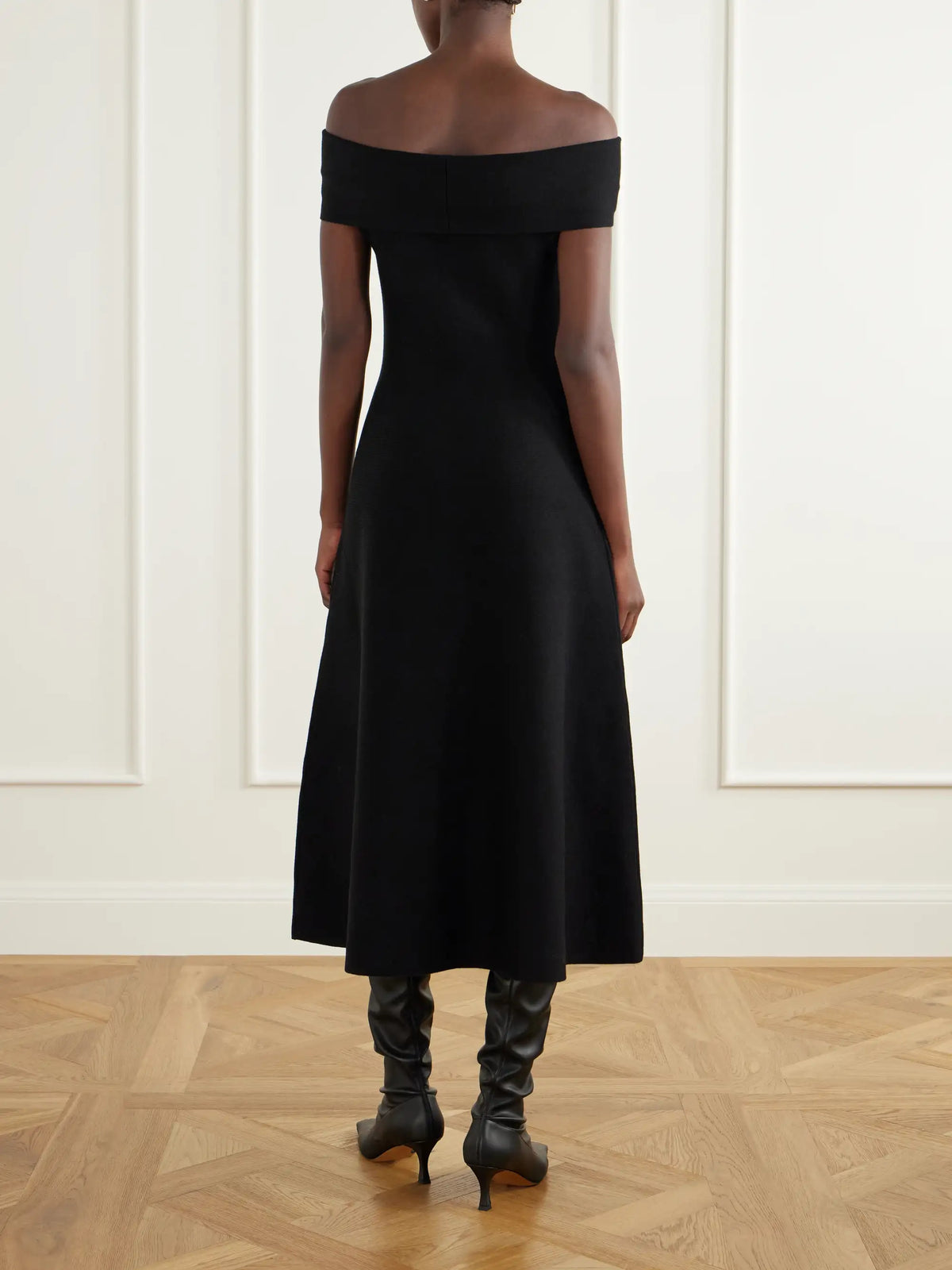 SIMKHAI Camilla Wool Off-the-shoulder Midi Dress