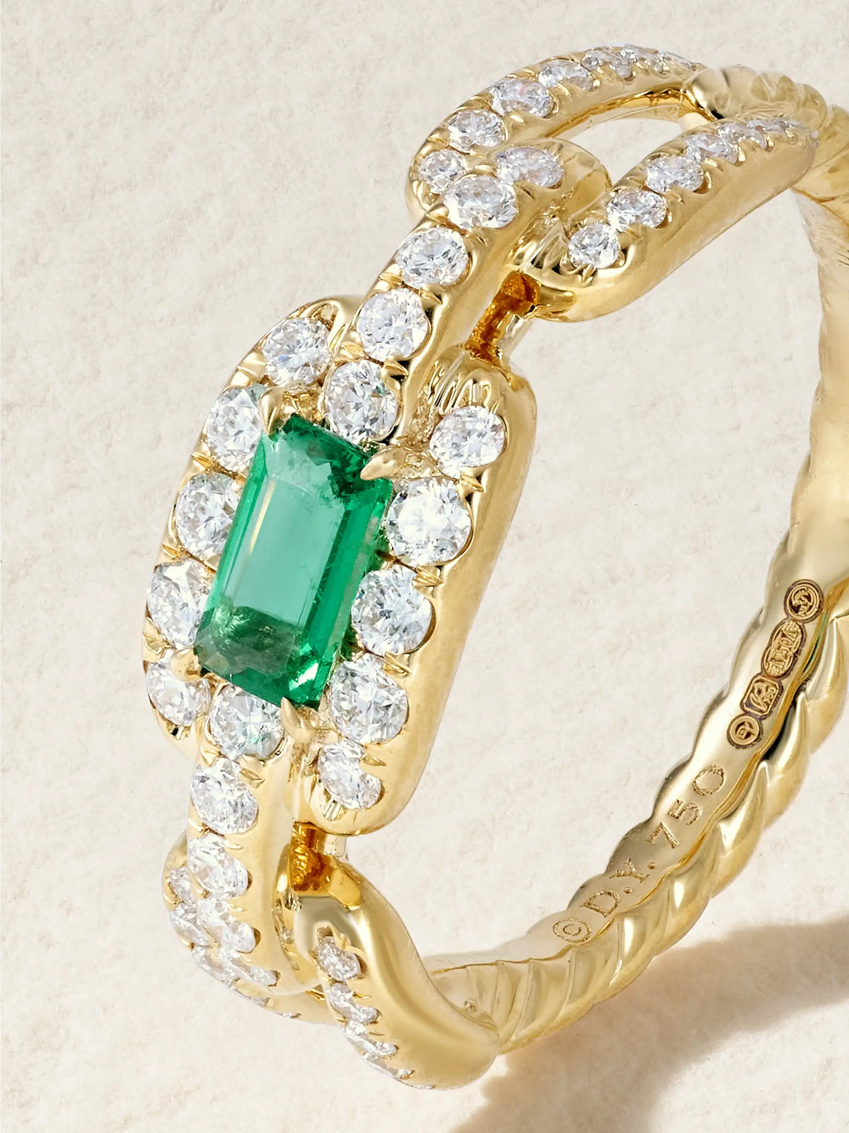 Stax 18-karat Gold, Diamond And Emerald Ring