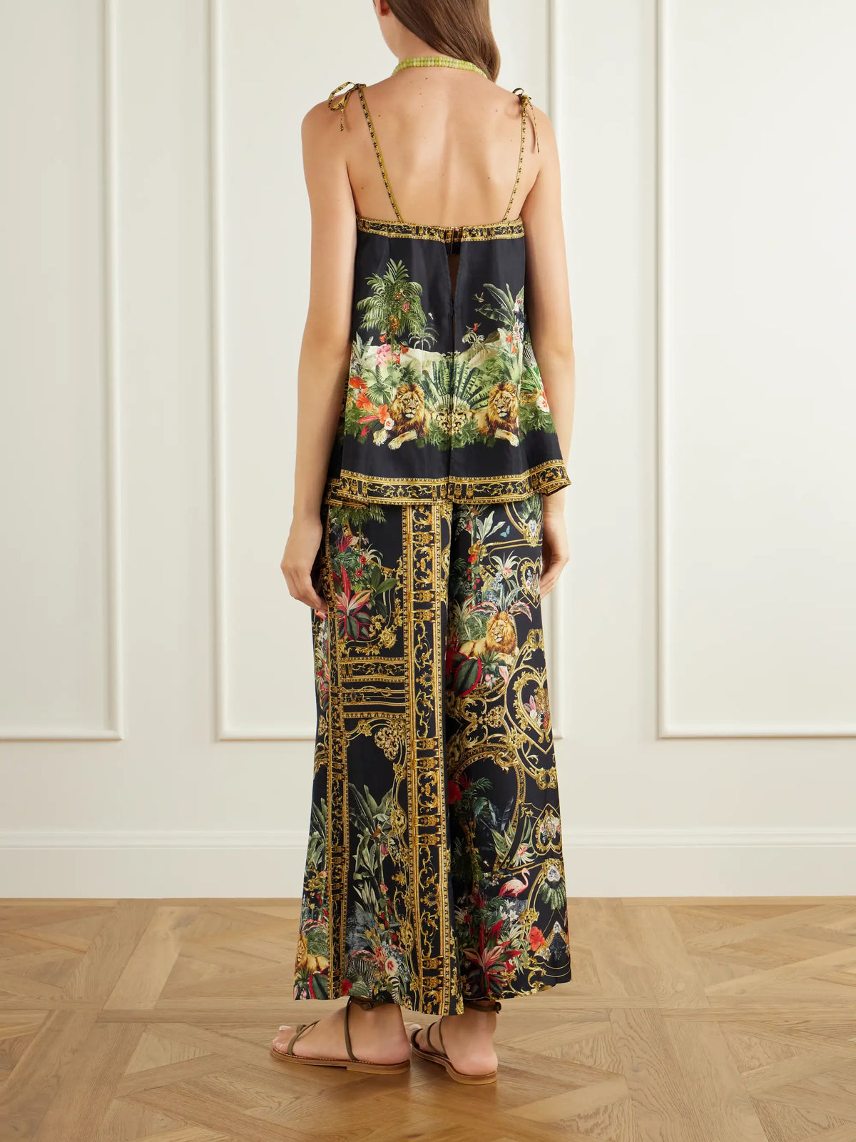 Camilla Crystal-embellished Printed Silk-satin Top