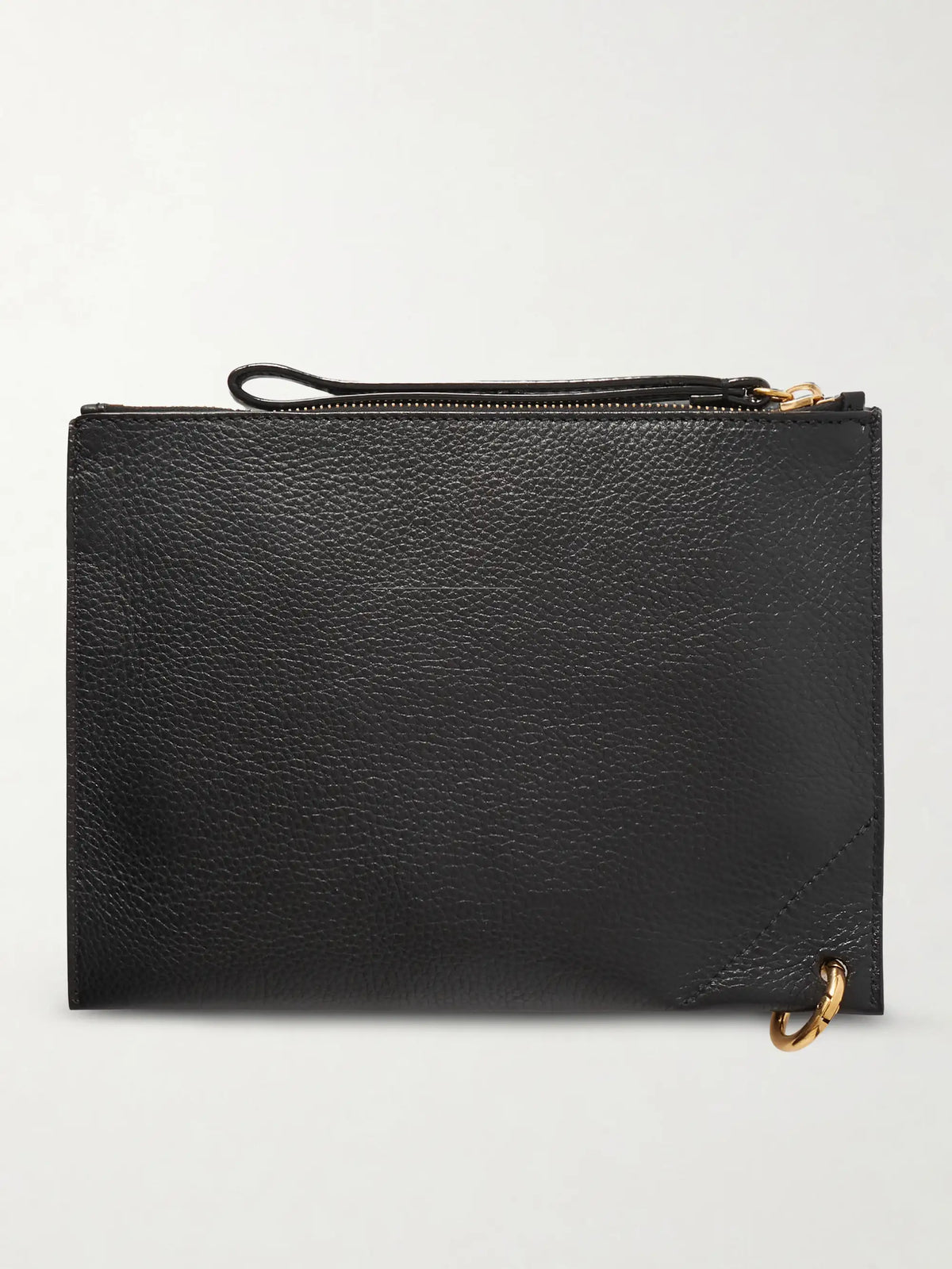 Embellished Textured-leather Pouch