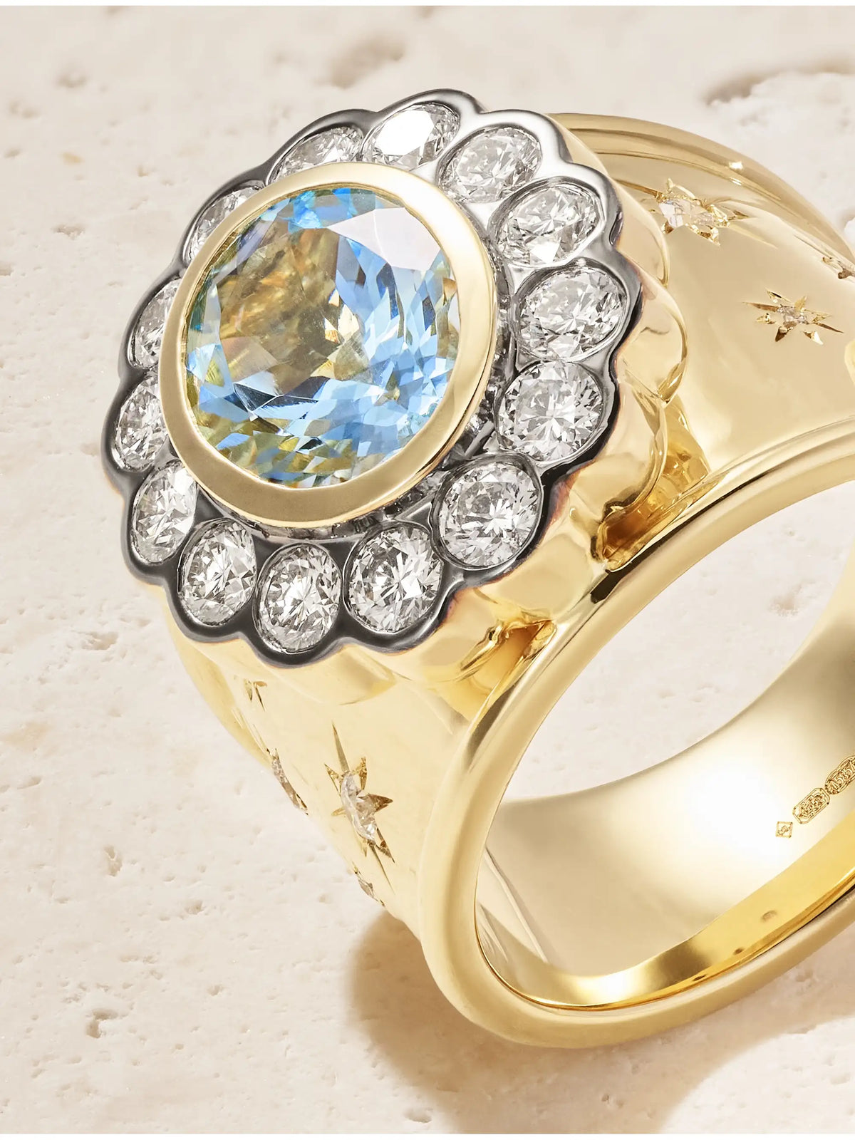 Alix Cigar 14-karat Gold, Aquamarine And Diamond Ring
