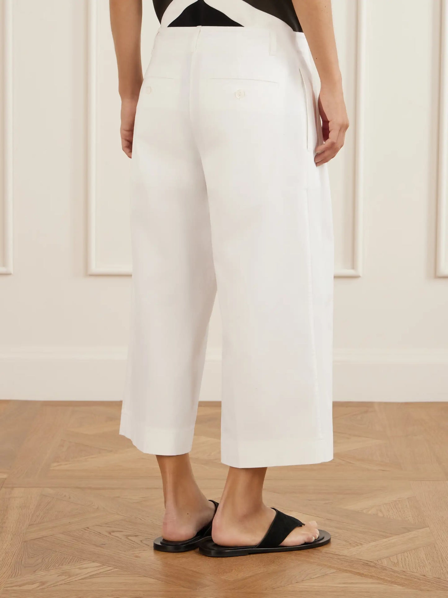 Cropped Pleated Organic Cotton And Lyocell-blend Straight-leg Pants