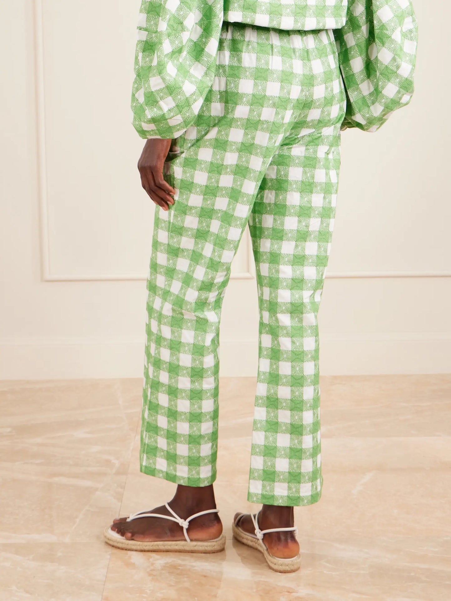 Easy Does It Checked Cotton Straight-leg Pants