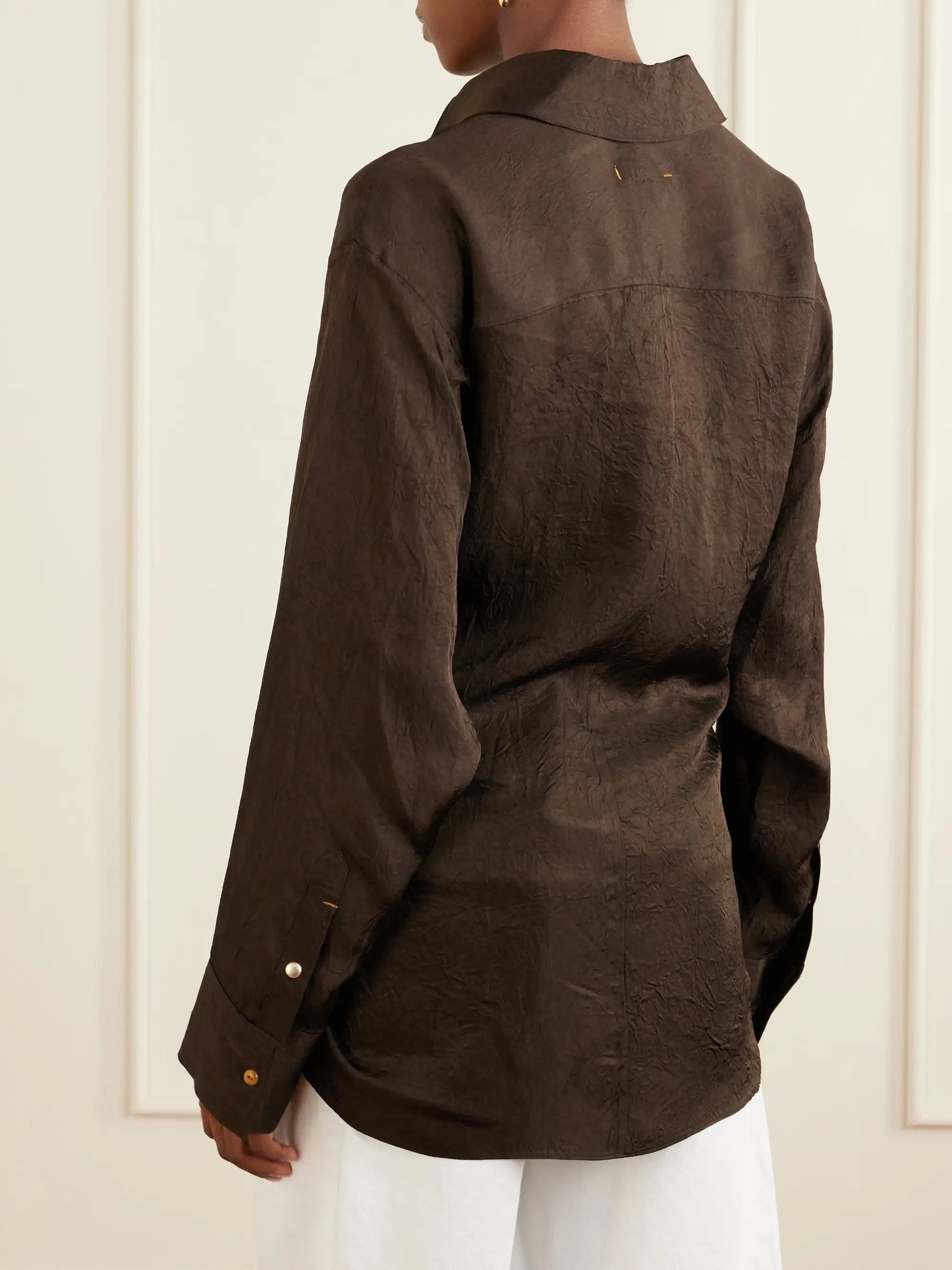 Arroyo Knotted Crinkled-satin Shirt