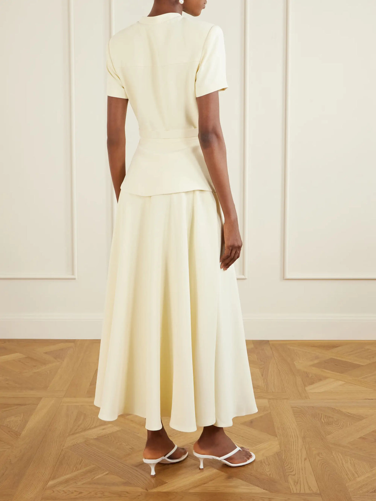 Self-Portrait Belted Embellished Crepe Midi Dress