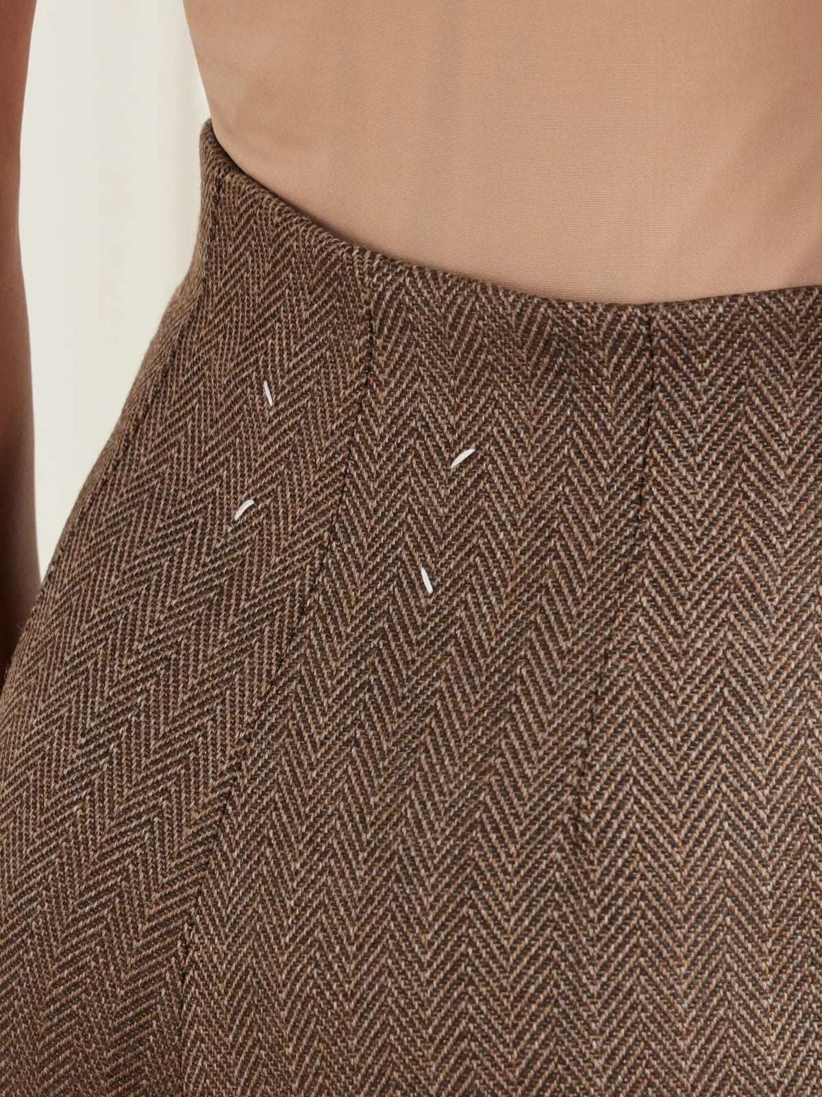 Maison Margiela Wool-herringbone Midi Skirt