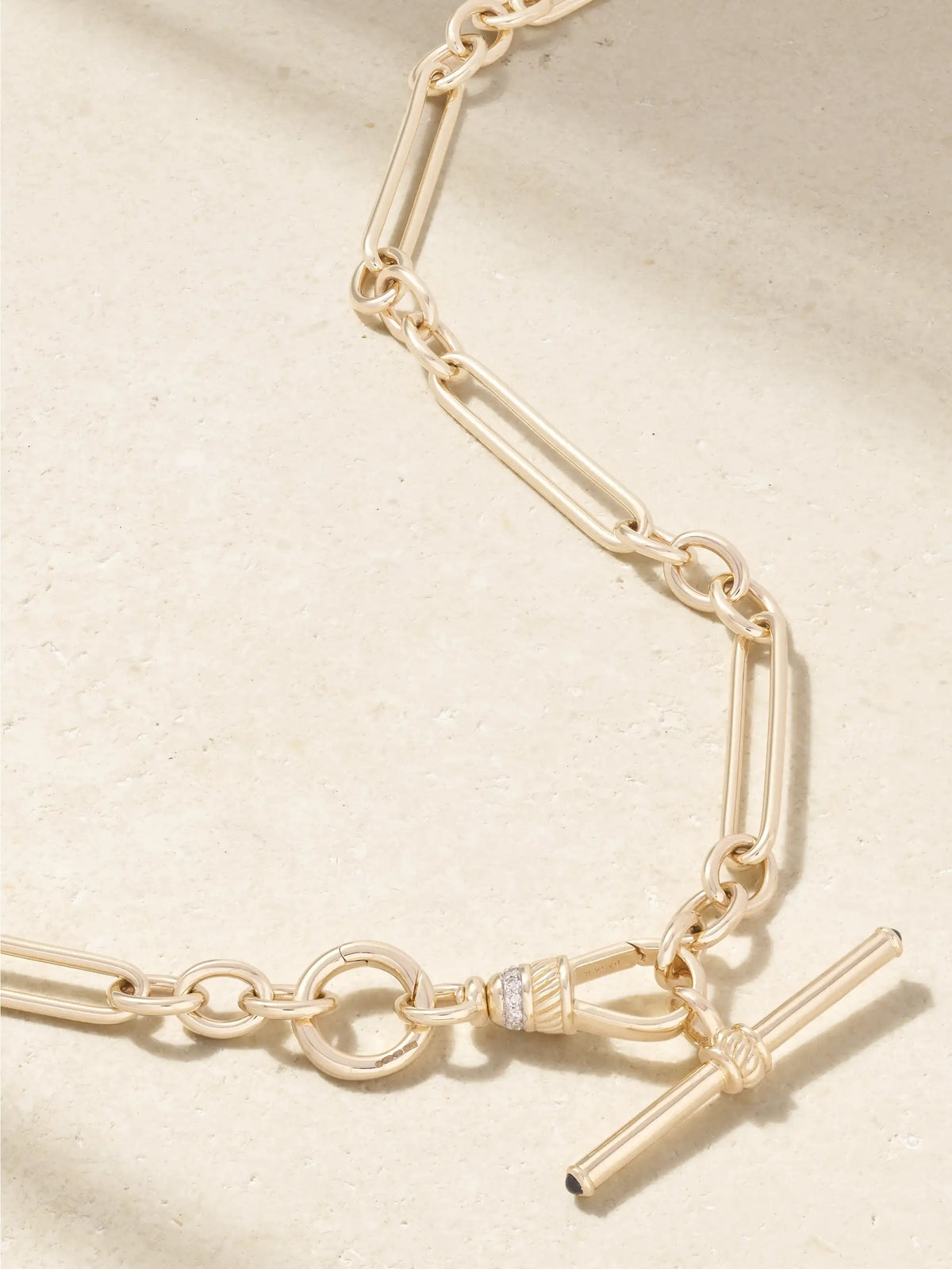 Trombone Albert Clip T-bar 14-karat Gold, Sapphire And Diamond Necklace