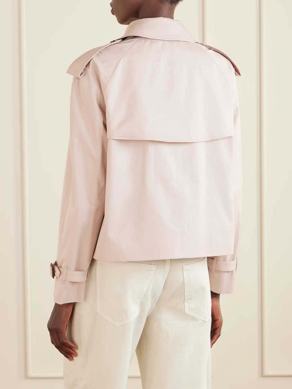 Burberry Haltye Double-breasted Belted Cotton-gabardine Cropped Trench Jacket