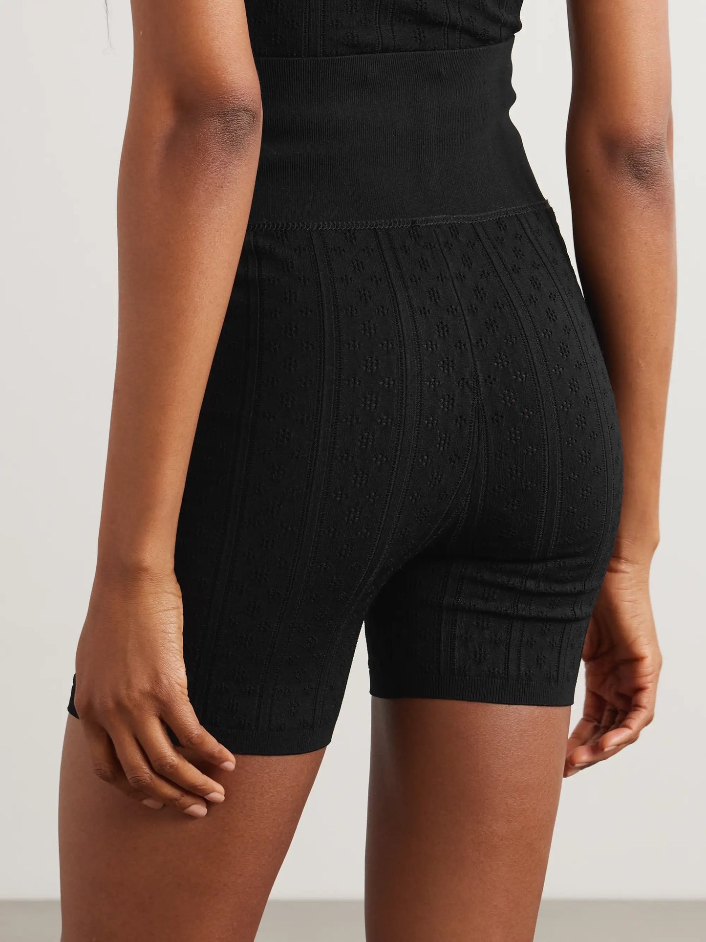 Bow-embellished Pointelle-knit Recycled-jersey Shorts