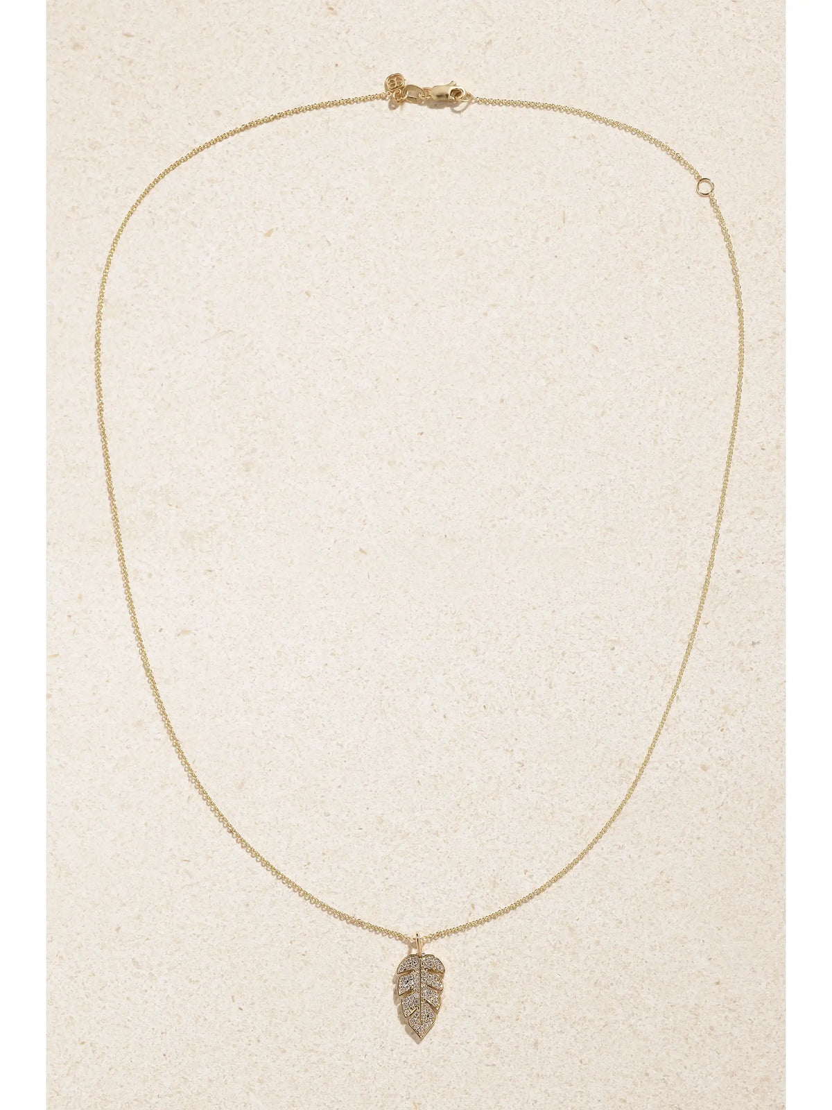 Large Monstera Leaf 14-karat Gold Diamond Necklace