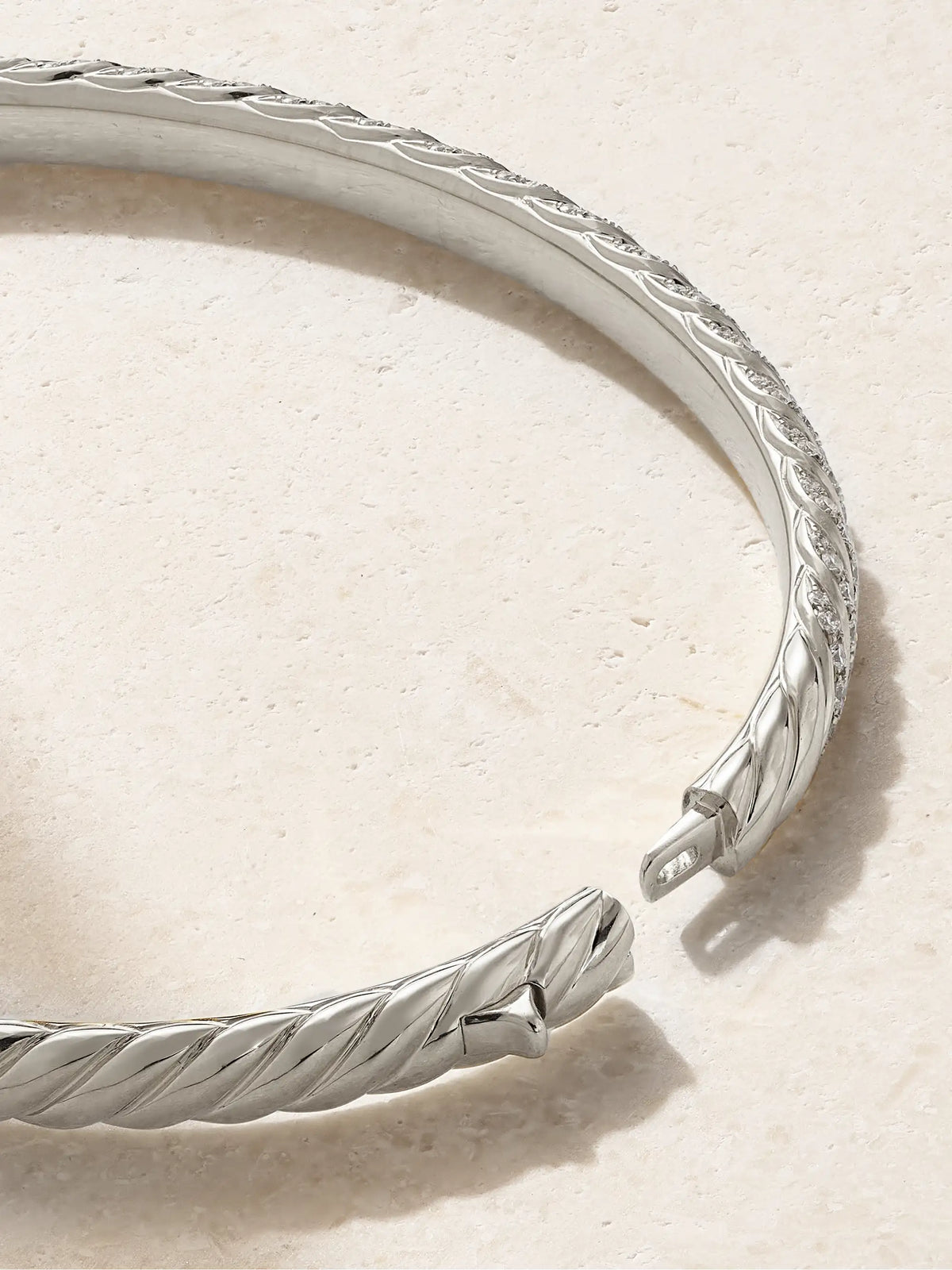 Sculpted Cable 18-karat White Gold Diamond Bangle