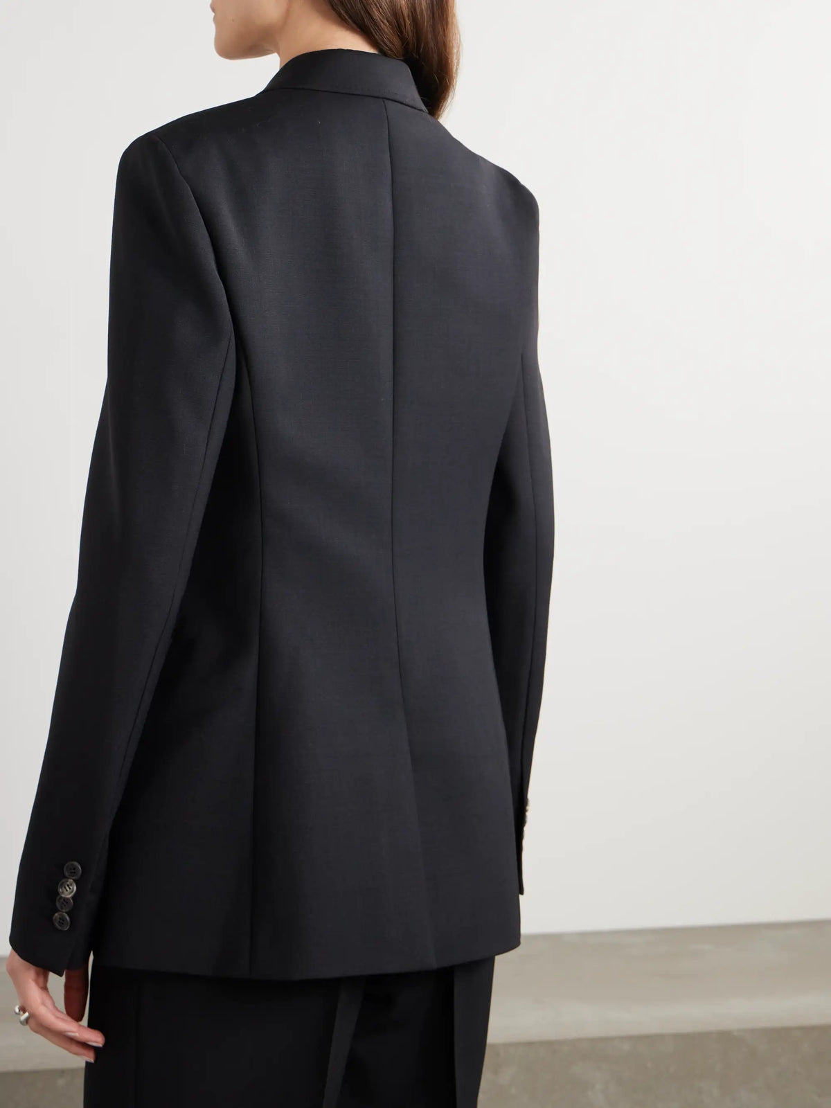 Angela Double-breasted Wool-crepe Blazer
