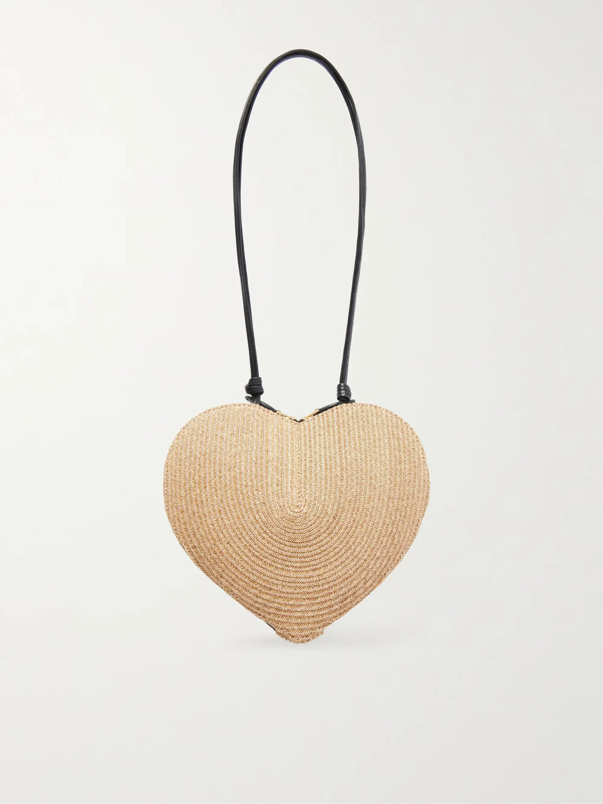 Le Coeur Leather-trimmed Raffia Shoulder Bag