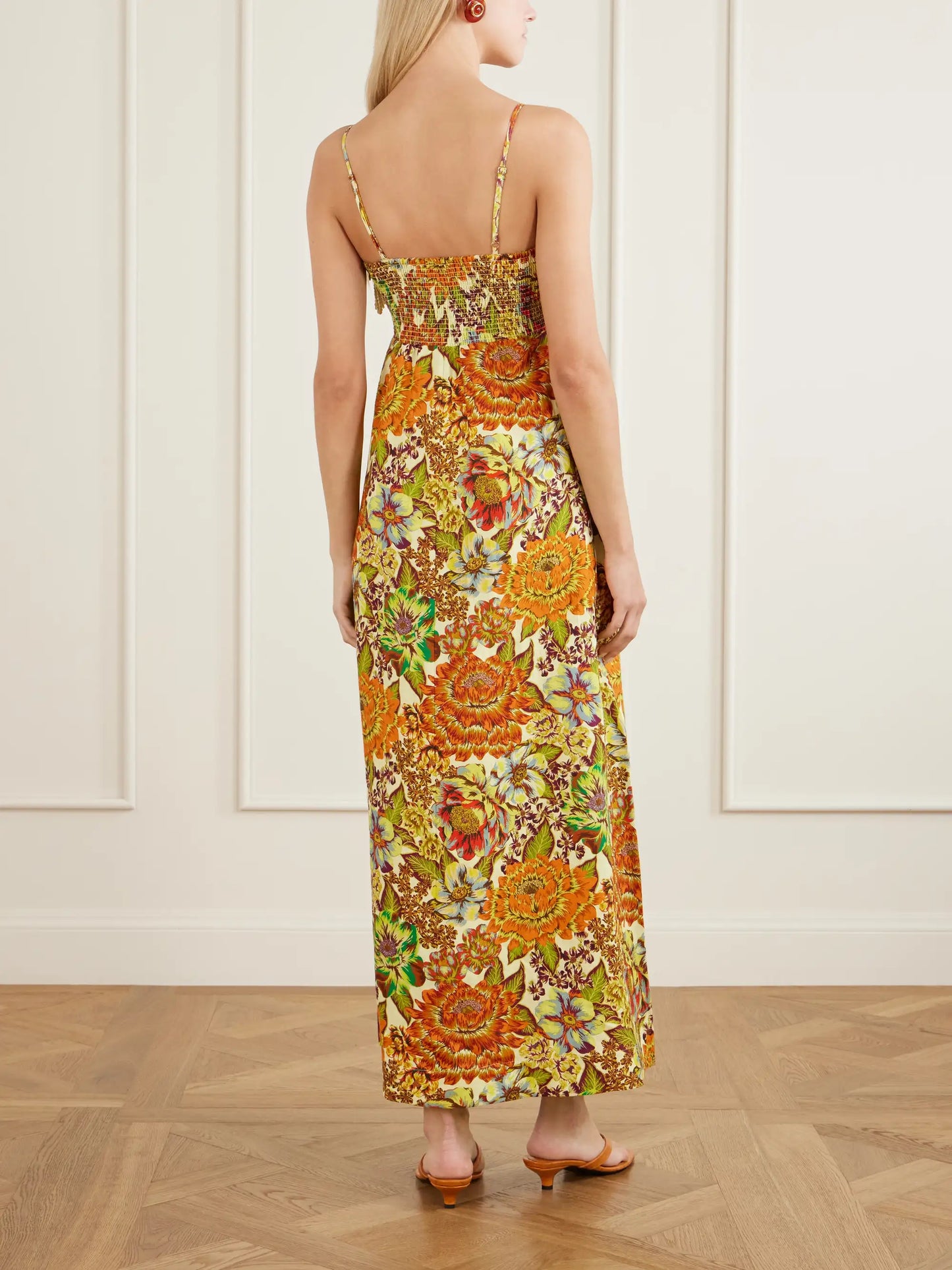 Lana Fringed Floral-print Linen Midi Dress