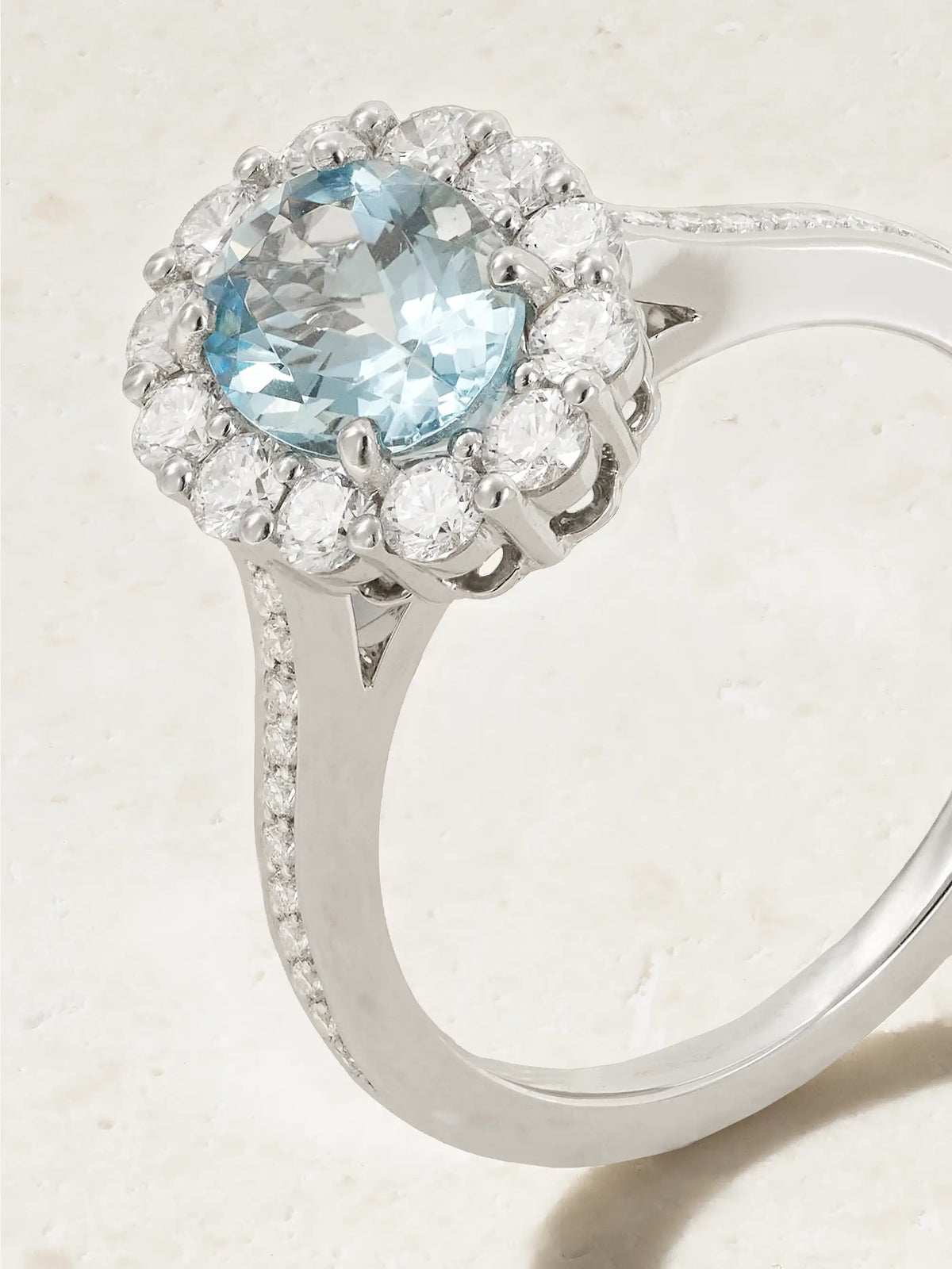 1735 Platinum, Aquamarine And Diamond Ring