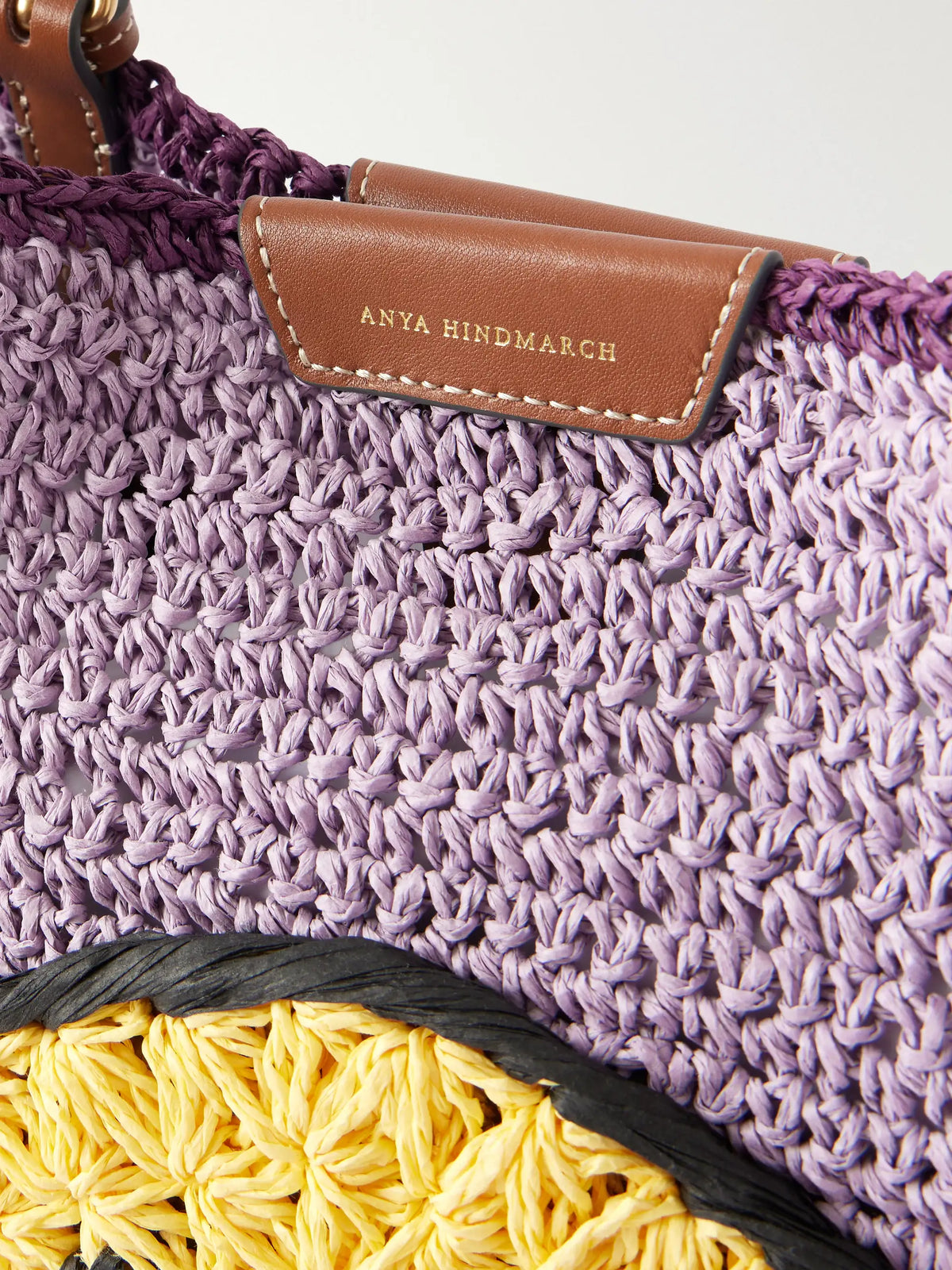 Wink Leather-trimmed Raffia Tote