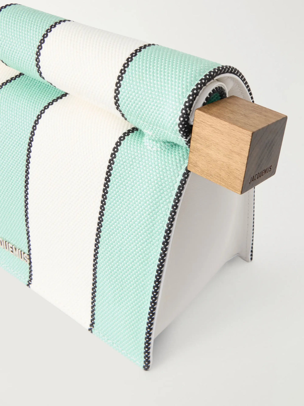 La Plage Leather-trimmed Striped Cotton Clutch