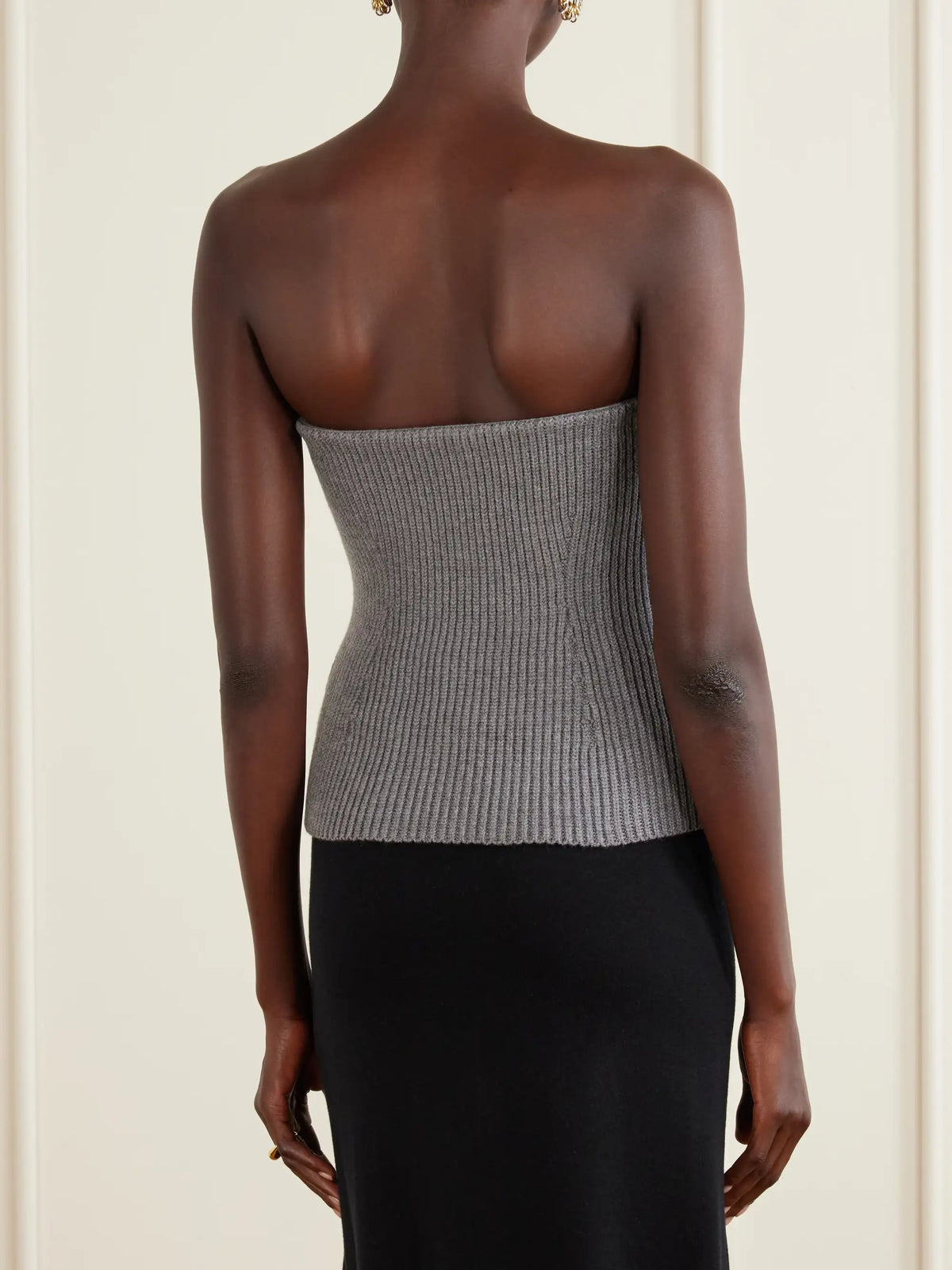 Jil Sander Strapless Ribbed Wool-blend Bustier Top