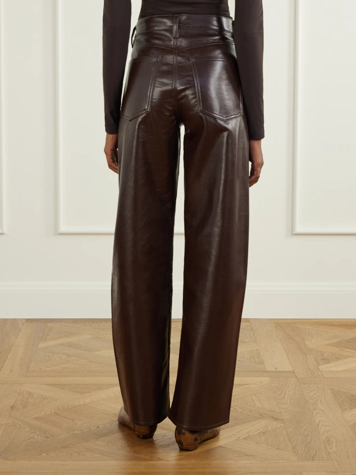 AGOLDE Arc Recycled Leather-blend Mid-rise Wide-leg Pants