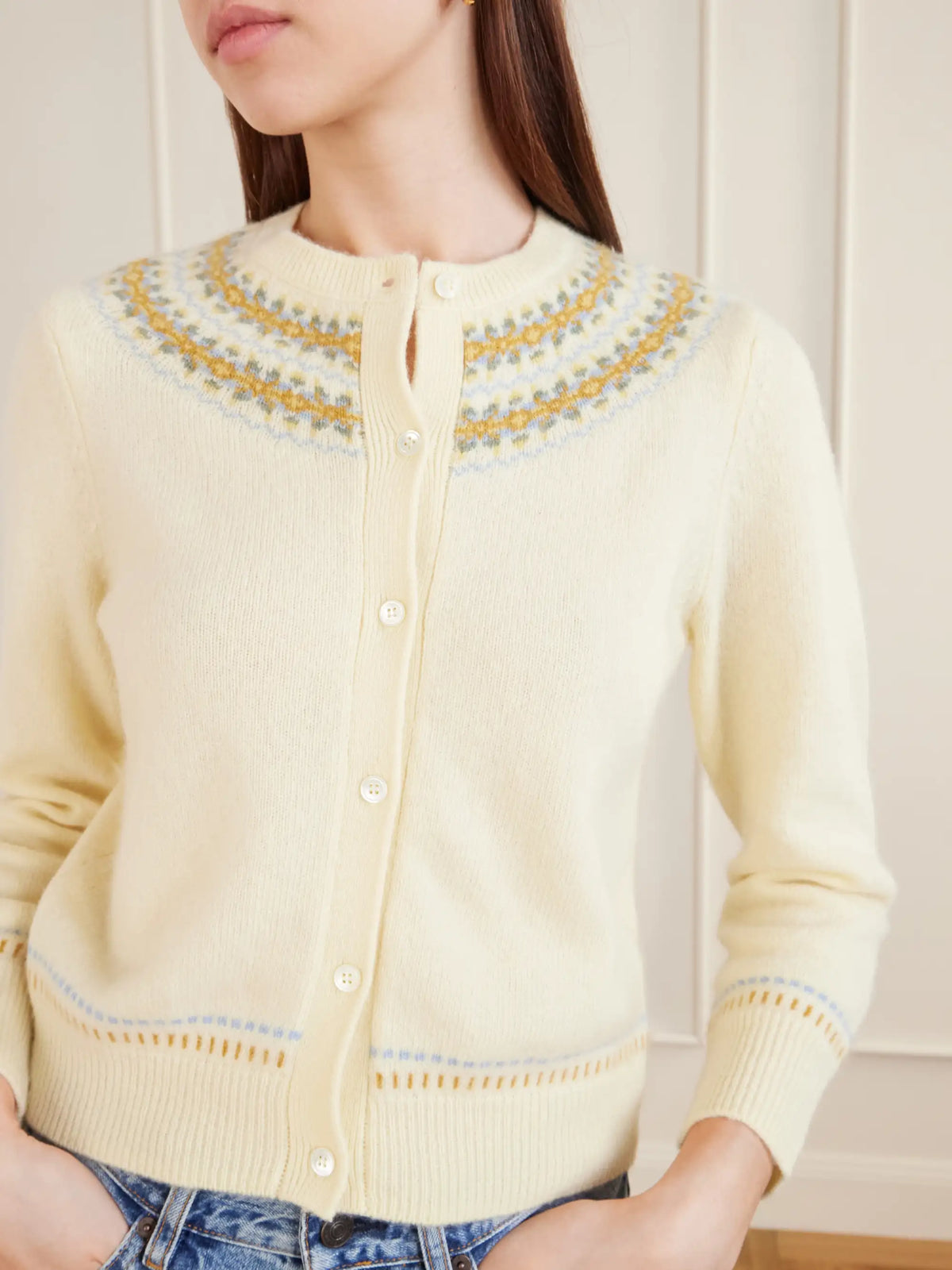 DÔEN Olympe Jacquard-knit Wool-blend Cardigan